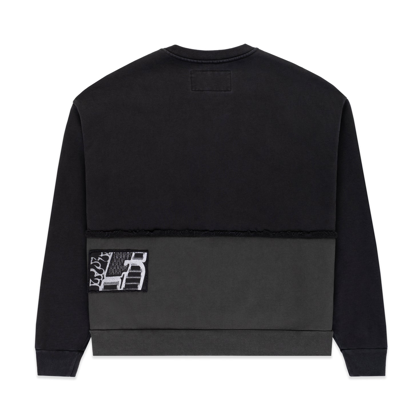 BLACK DIFFUSED COLLEGIATE CREWNECK