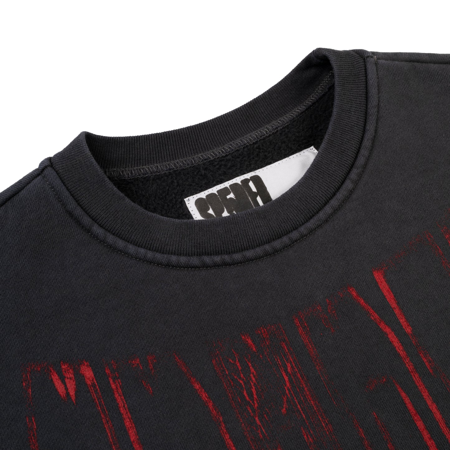 BLACK DIFFUSED COLLEGIATE CREWNECK