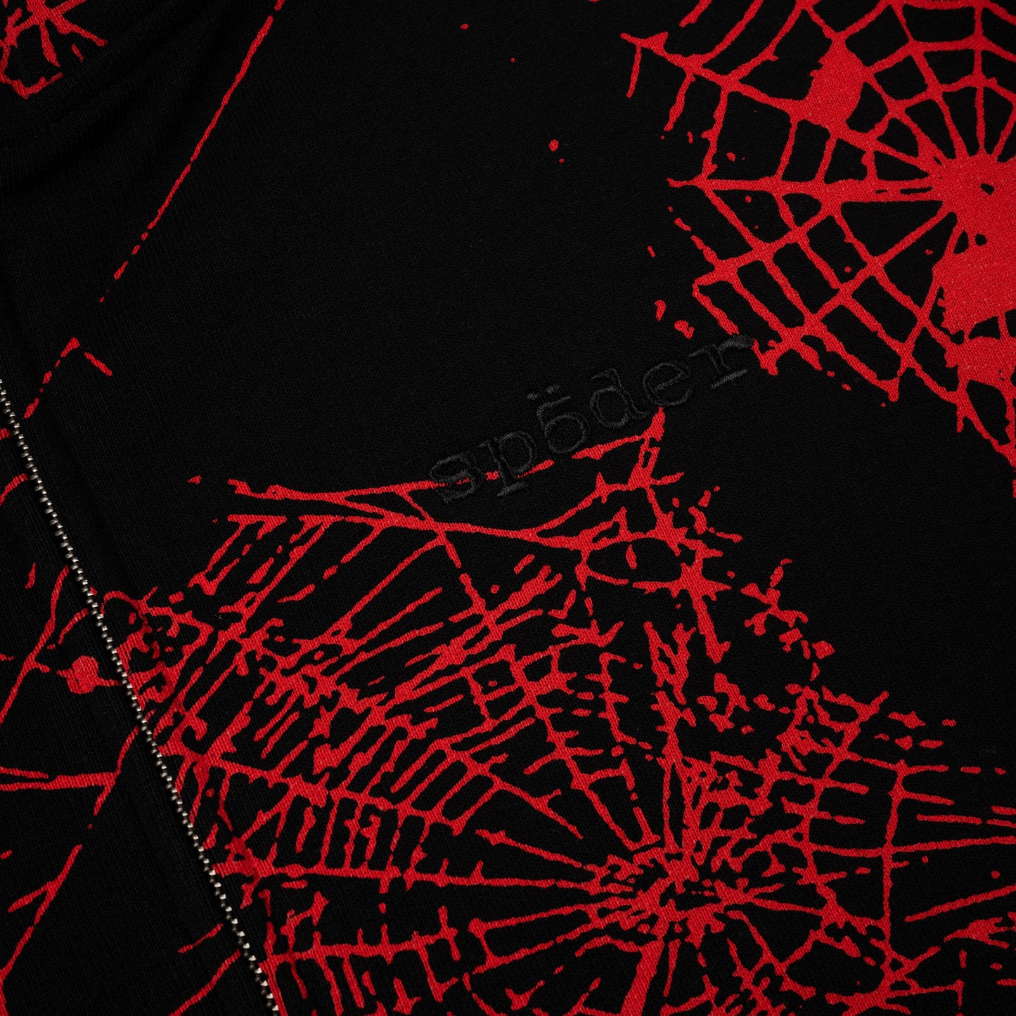 BLACK AOP WEB ZIP UP V2 HOODIE