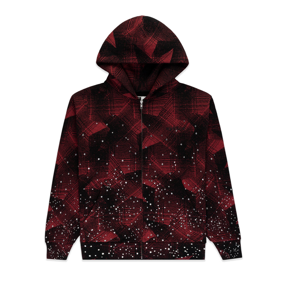 BLACK STAR PLAID FULL ZIP HOODIE