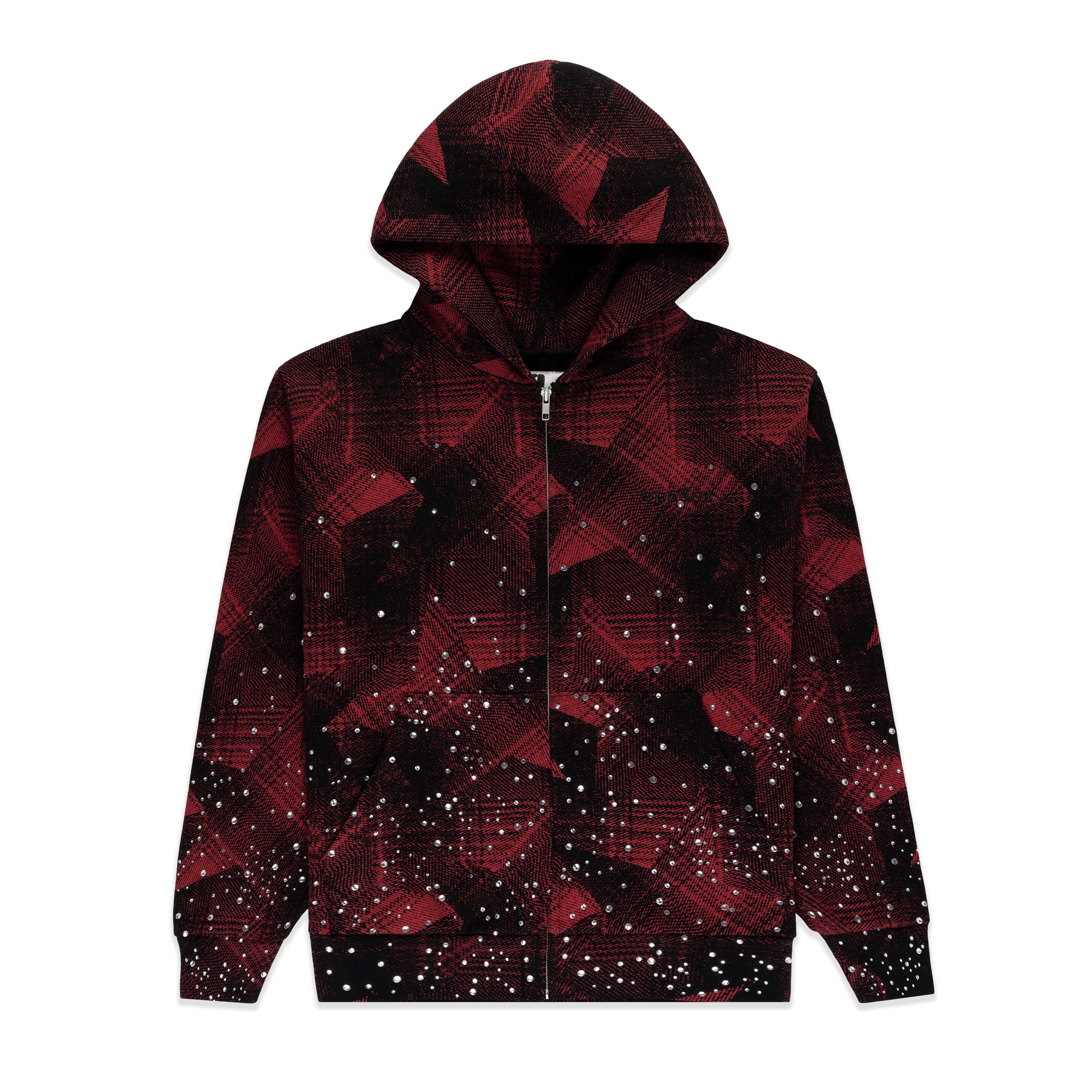 BLACK STAR PLAID FULL ZIP HOODIE | SP5DER | KING SPIDER