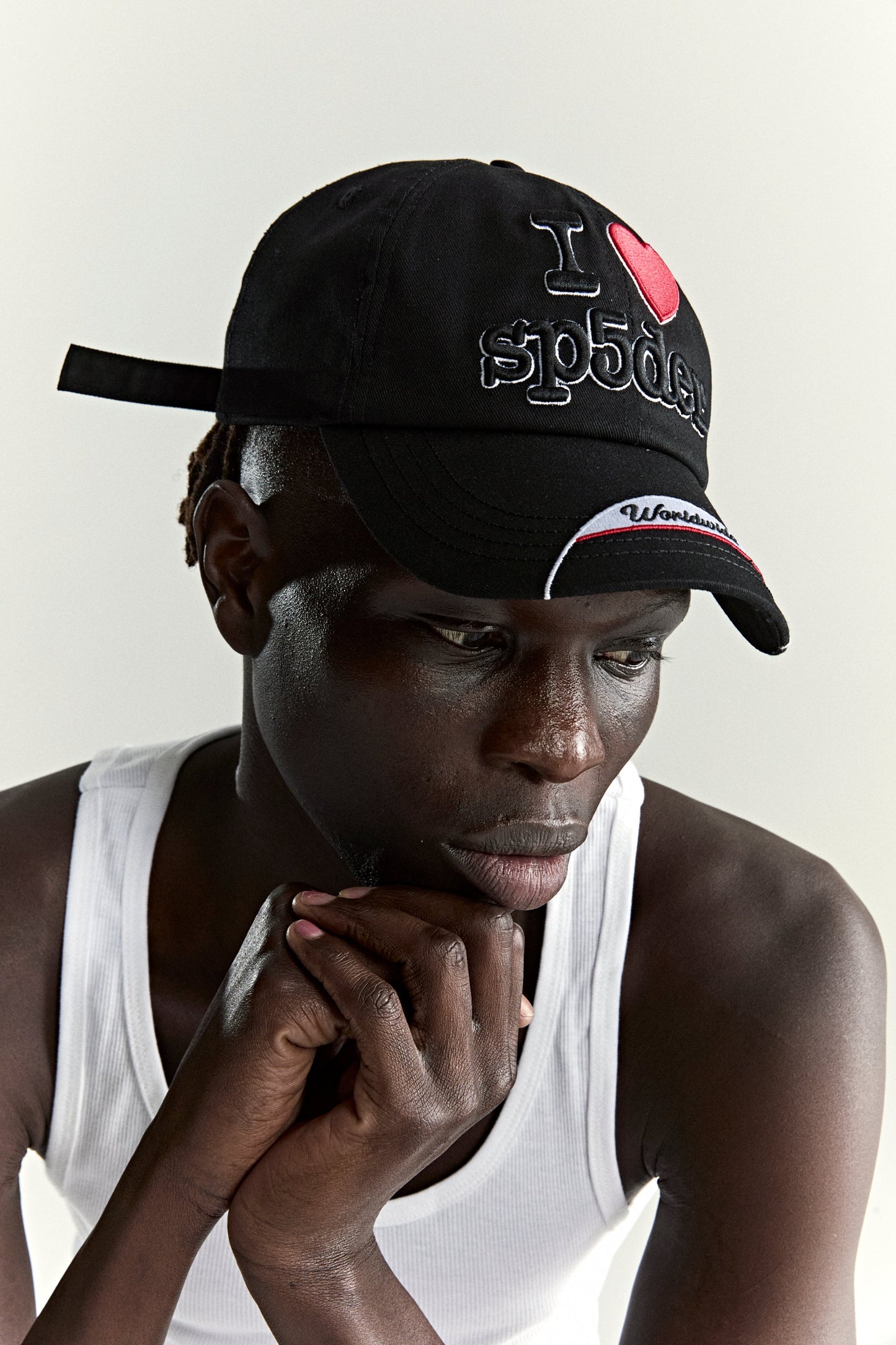 BLACK SOUVENIR 6-PANEL HAT ON MODEL