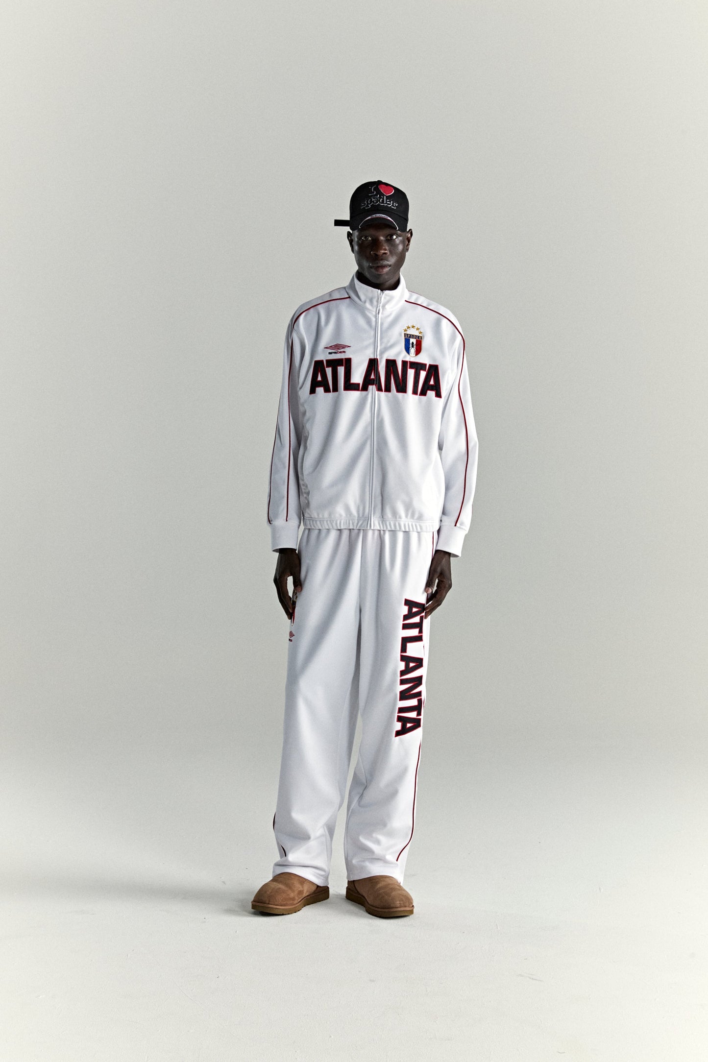 WHITE ATLANTA TRACK JACKET ON MODEL