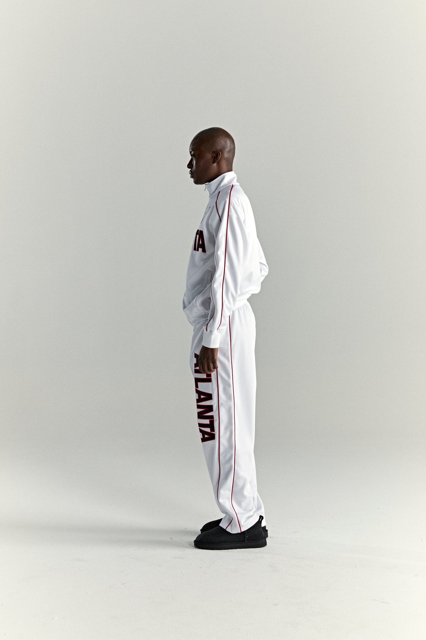 WHITE ATLANTA TRACK JACKET ON MODEL