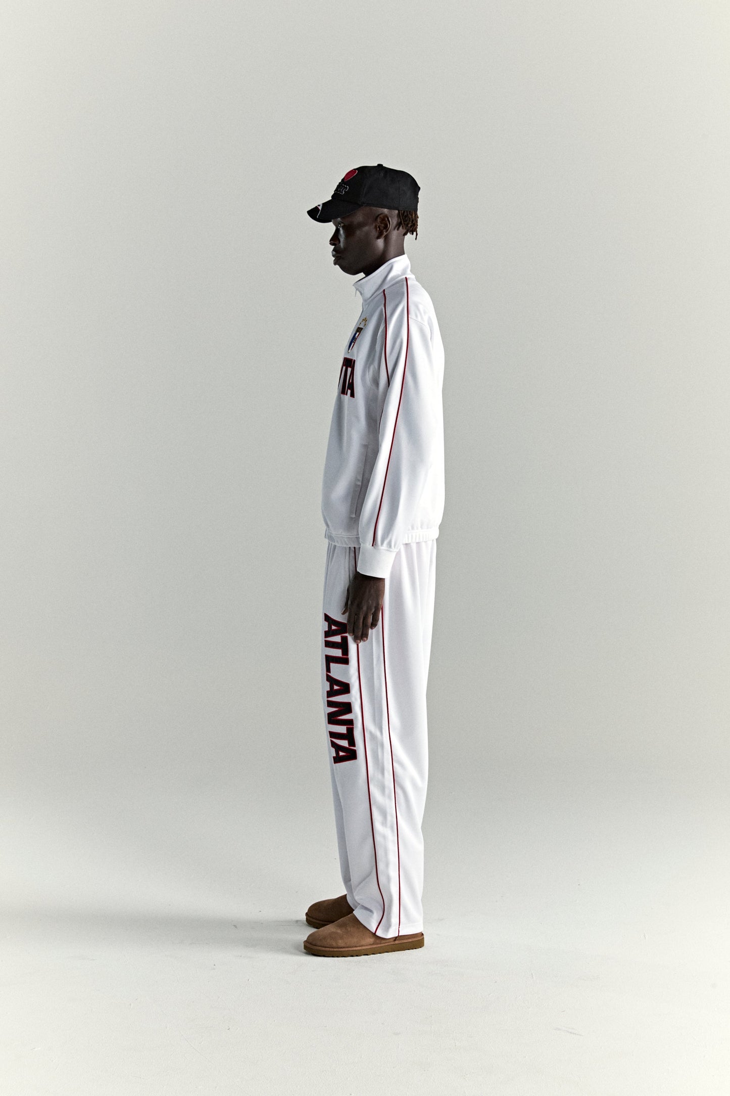 WHITE ATLANTA TRACK JACKET ON MODEL