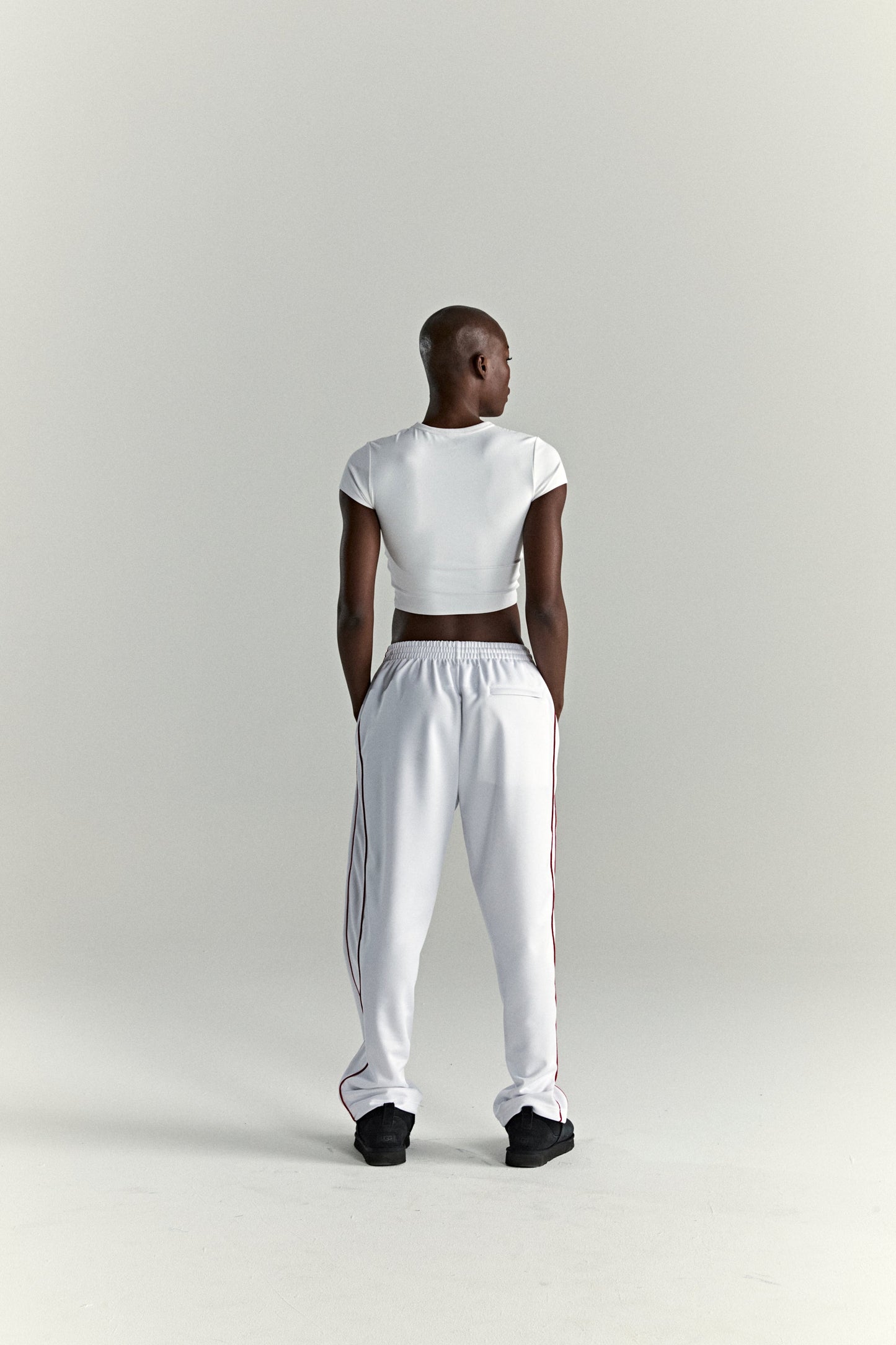 WHITE ATLANTA TRACK PANT ON MODEL