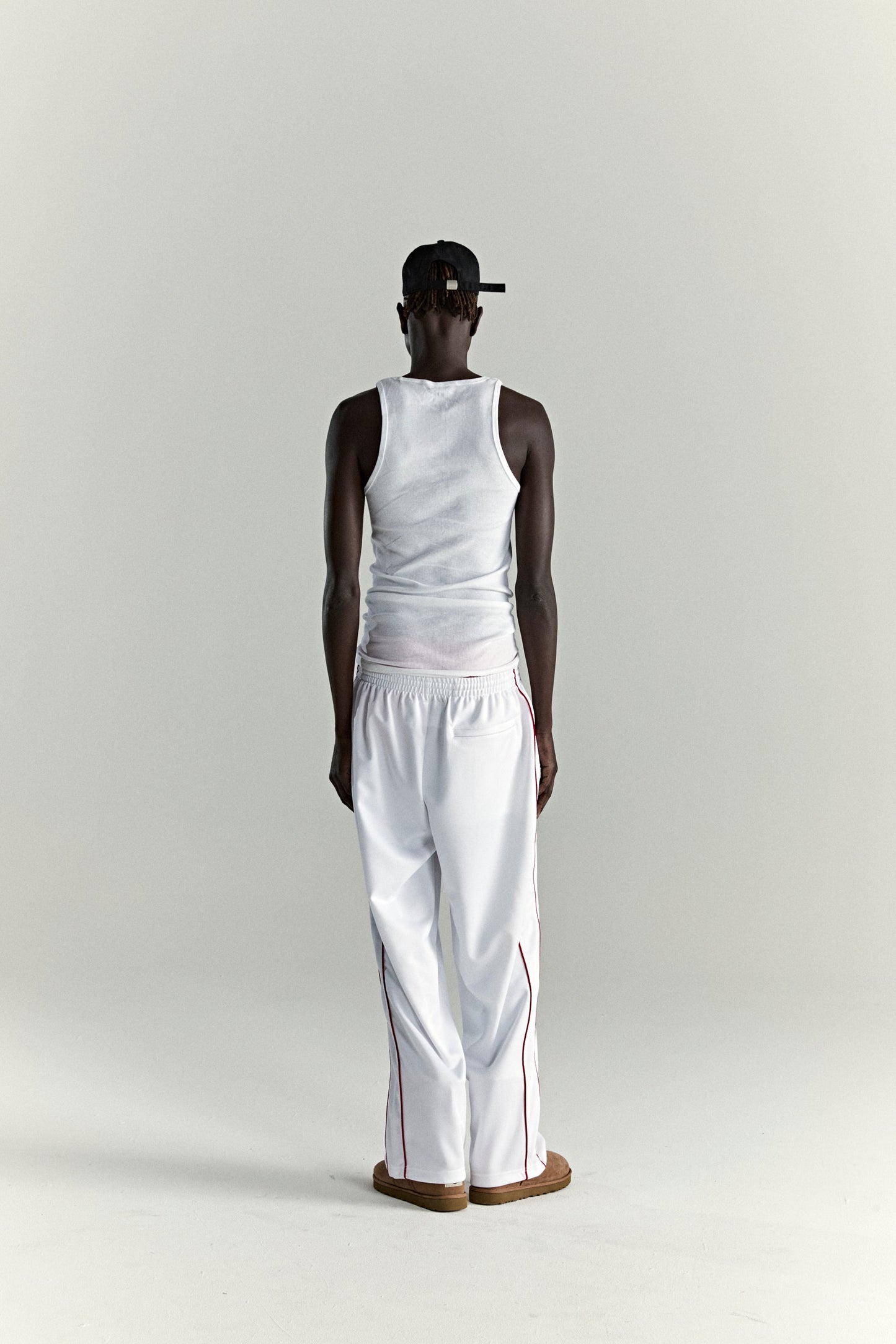 WHITE ATLANTA TRACK PANT ON MODEL