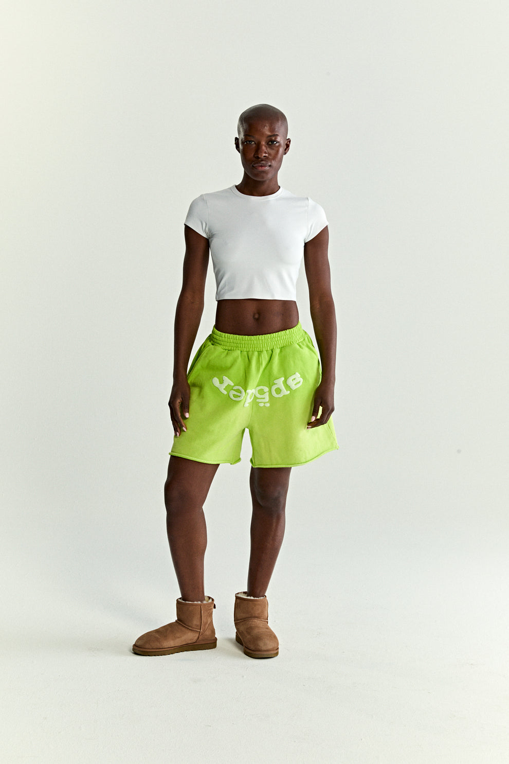 ACID GREEN OG WEB V2 SWEATSHORT ON MODEL