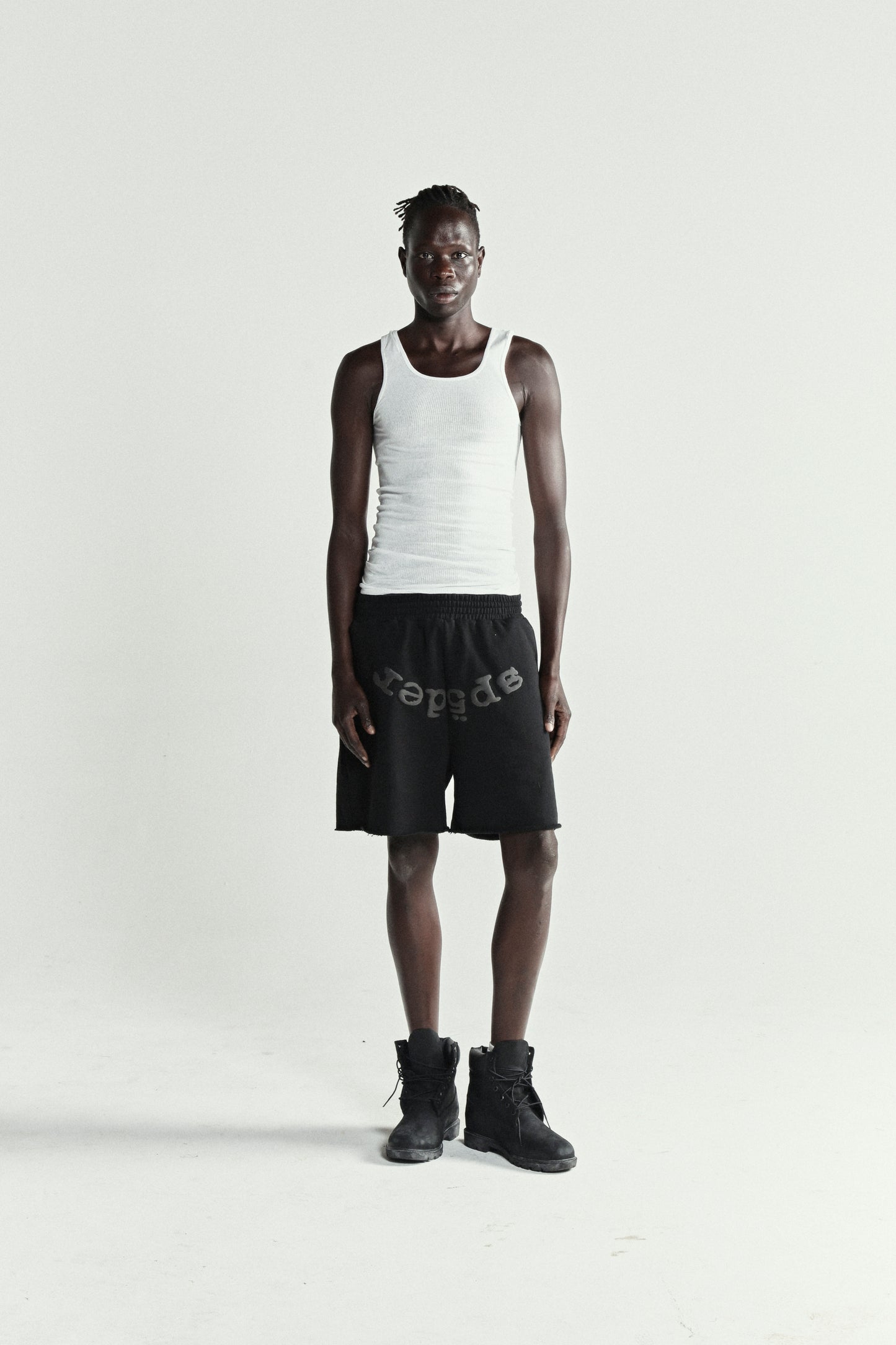 BLACK OG WEB V2 PHANTOM SWEATSHORT ON MODEL