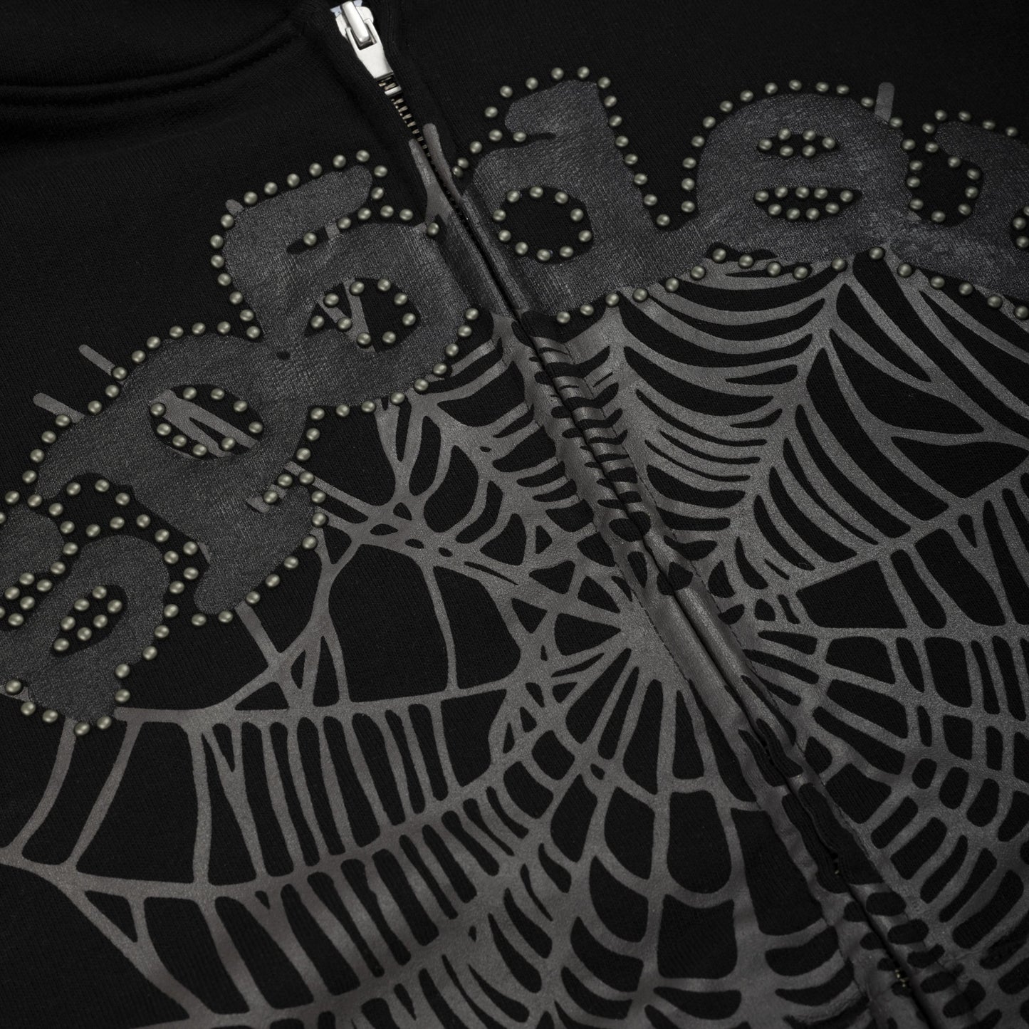 BLACK OG WEB STUDDED ZIP HOODIE
