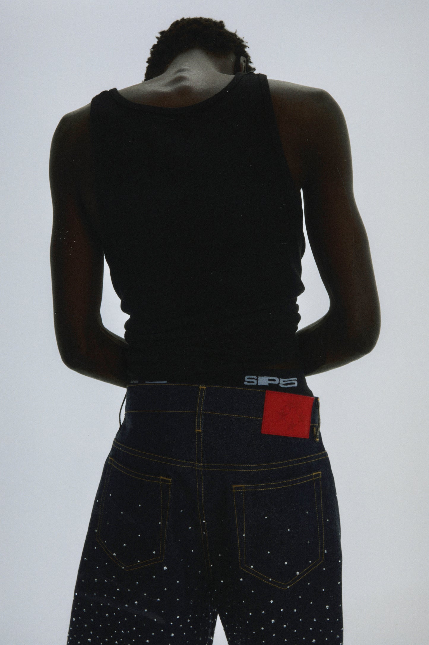 INDIGO STAR DUST DENIM SHORT ON MODEL