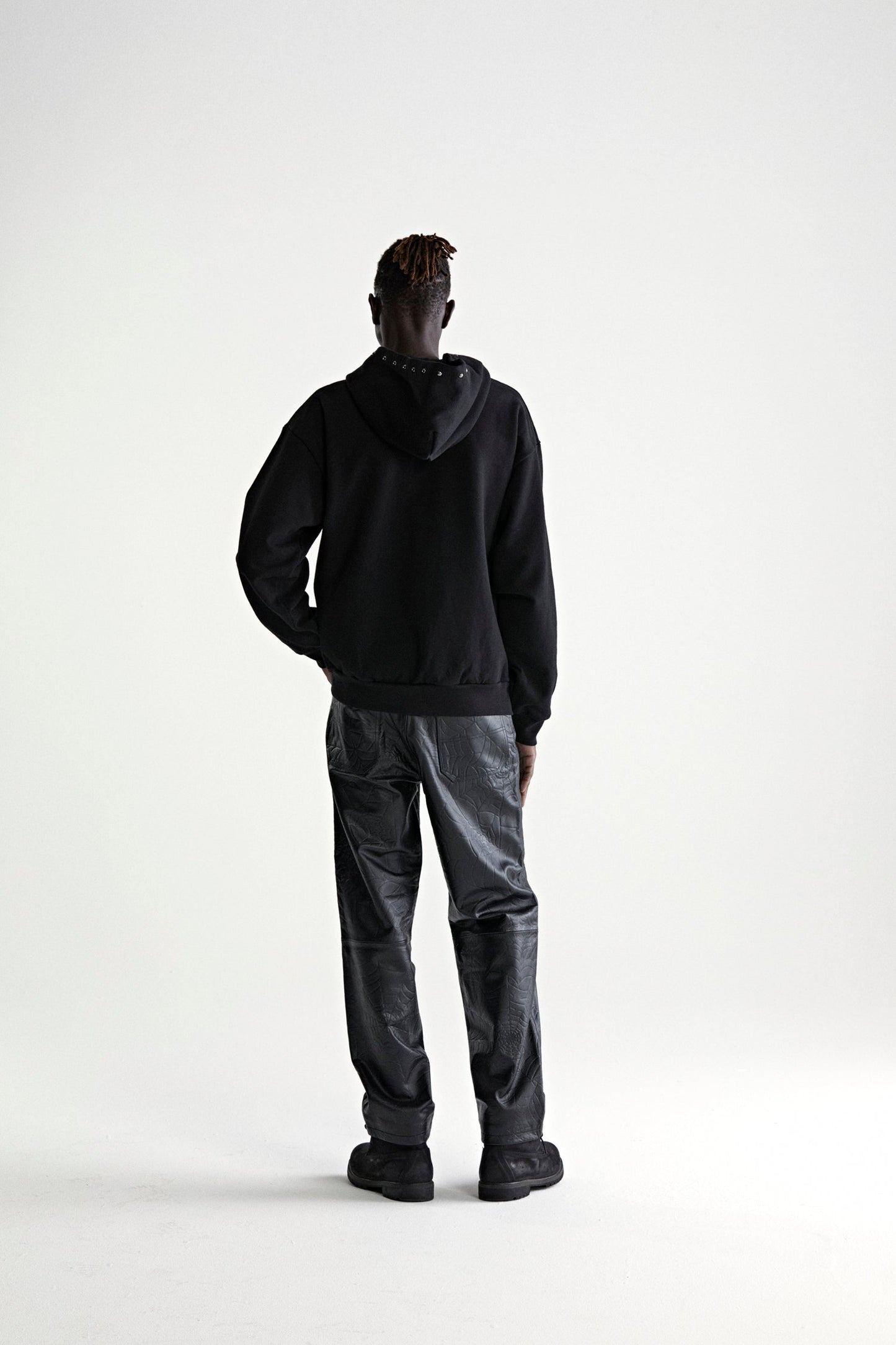 BLACK OG WEB STUDDED ZIP HOODIE