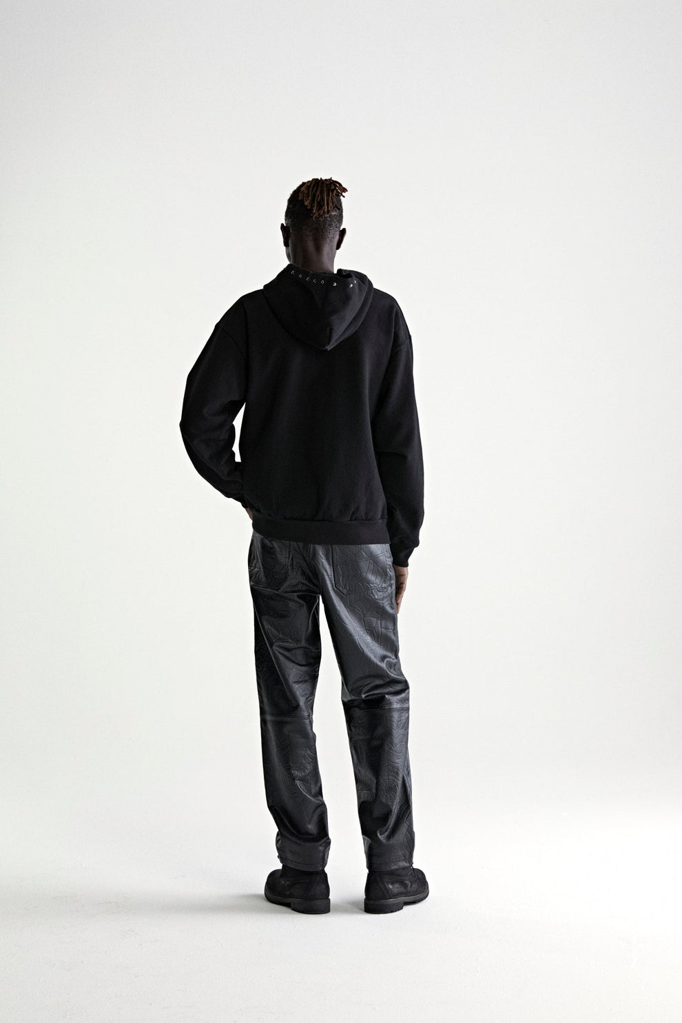 BLACK OG WEB STUDDED ZIP HOODIE