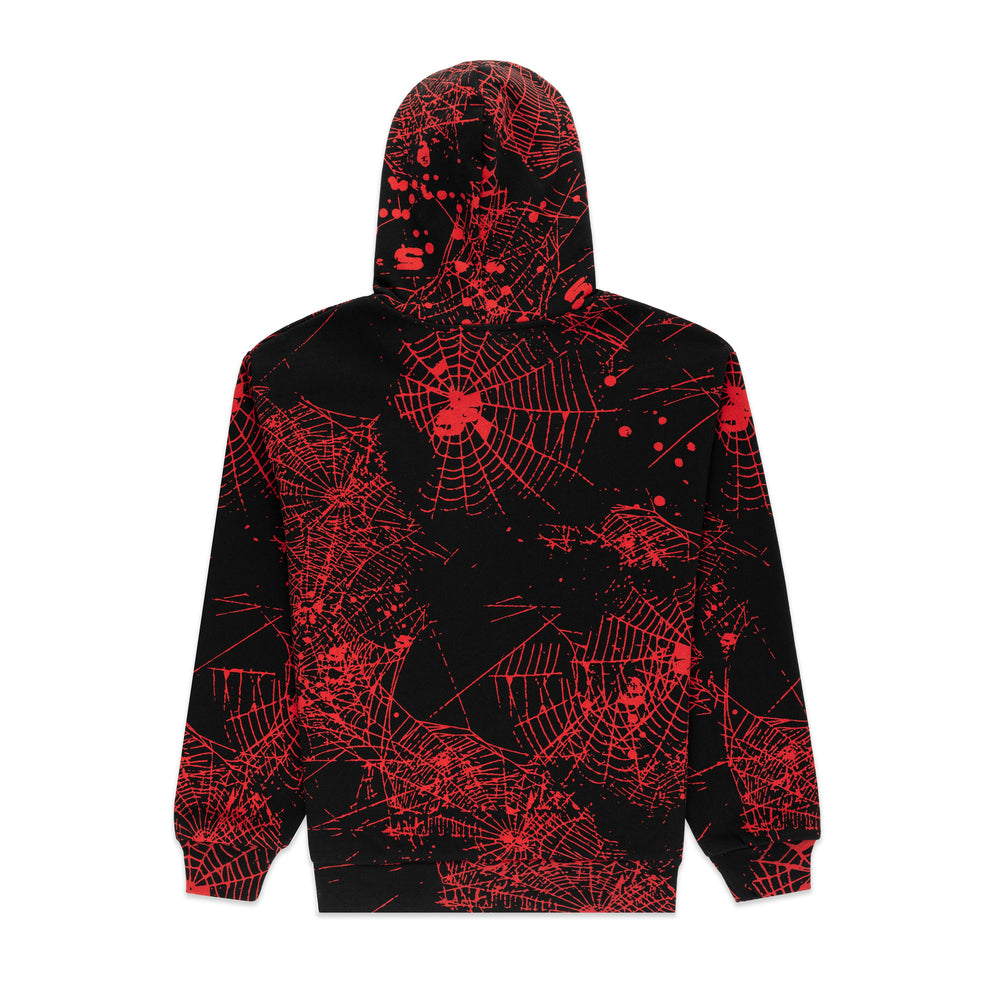 BLACK AOP WEB ZIP UP V2 HOODIE