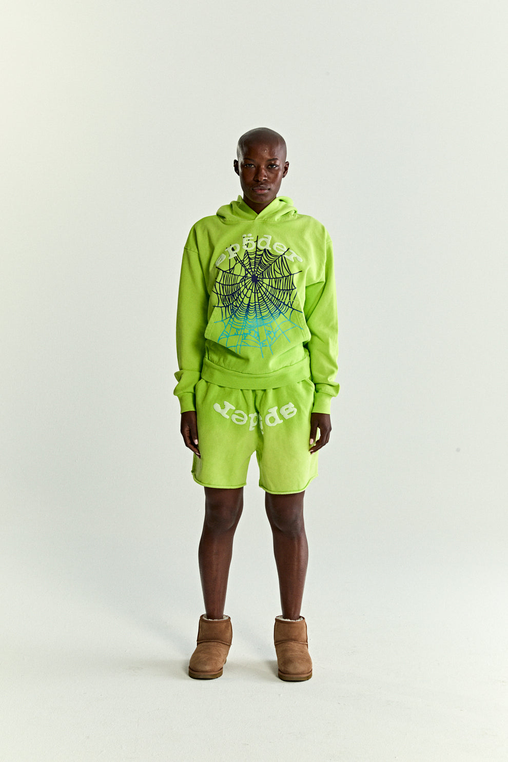 ACID GREEN OG WEB V2 GRADIENT HOODIE ON MODEL