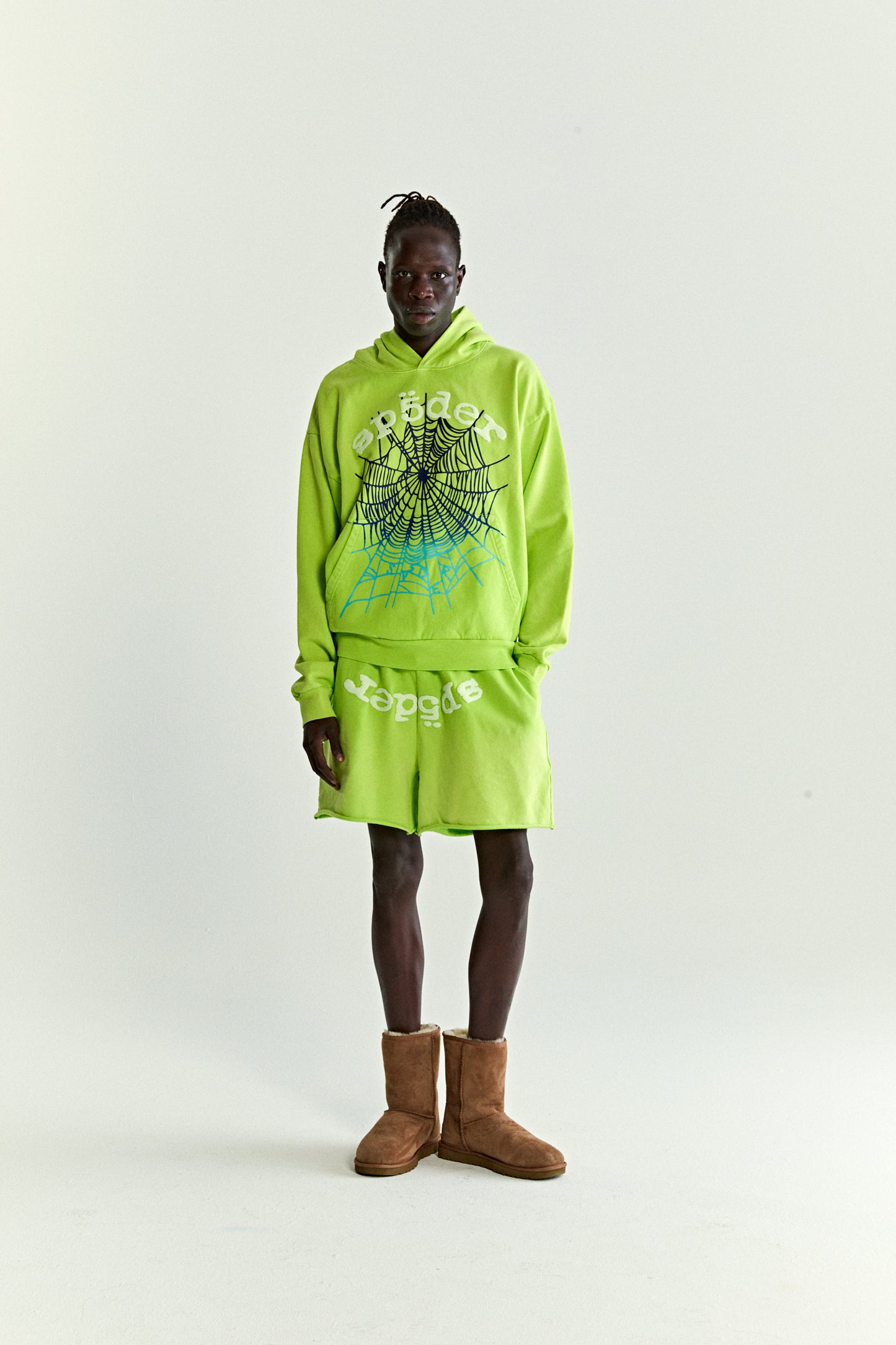 ACID GREEN OG WEB V2 GRADIENT HOODIE ON MODEL