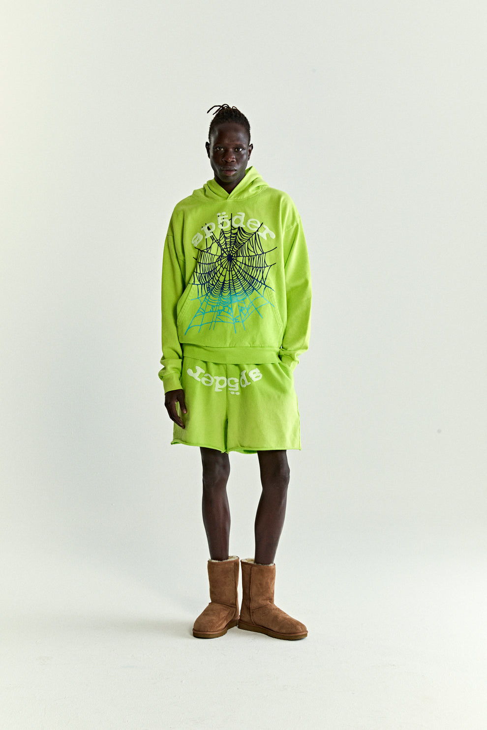 ACID GREEN OG WEB V2 GRADIENT HOODIE ON MODEL
