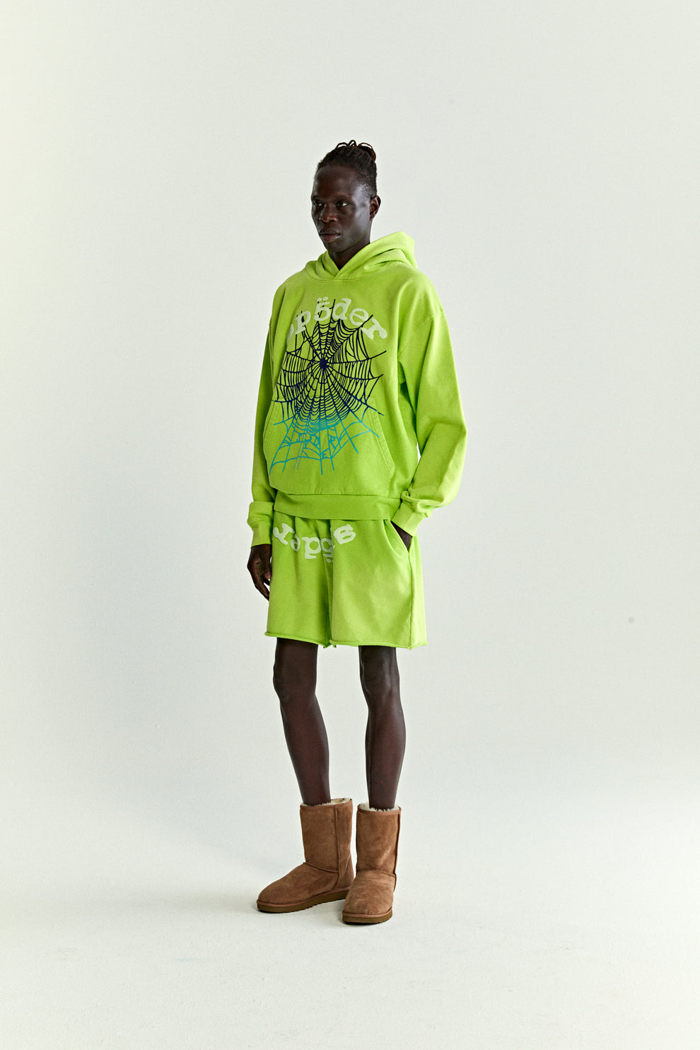 ACID GREEN OG WEB V2 GRADIENT HOODIE ON MODEL