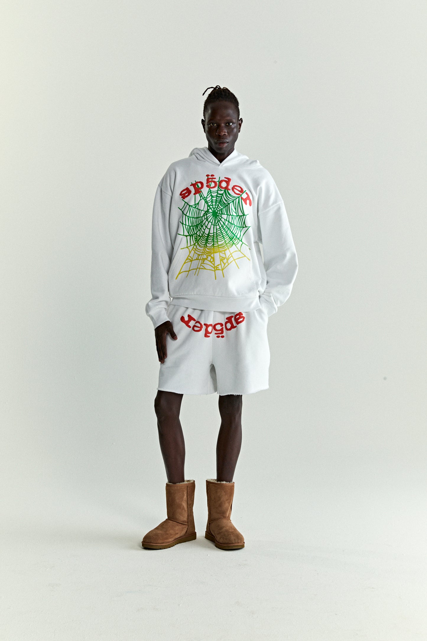 WHITE OG WEB V2 GRADIENT HOODIE ON MODEL