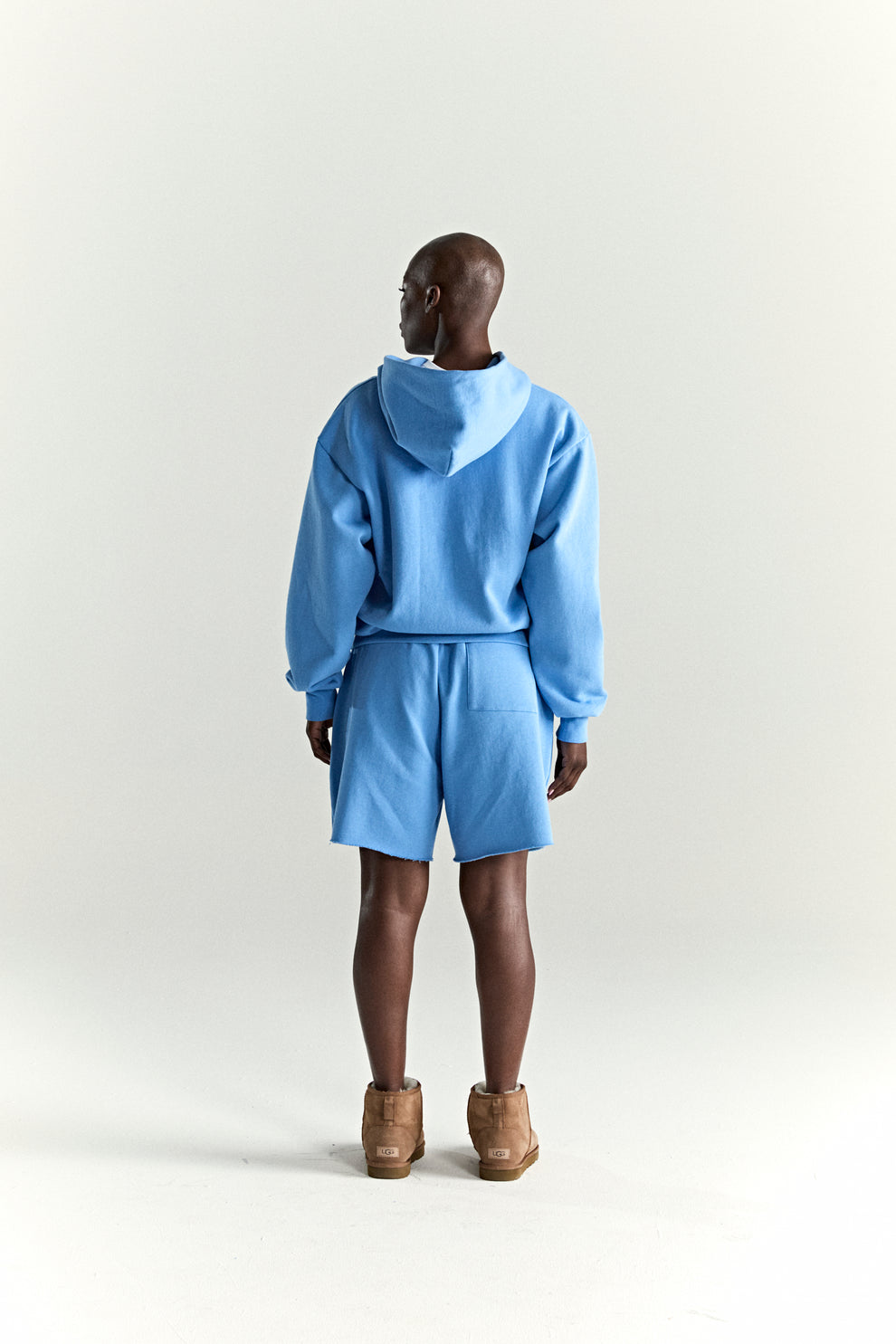 DUSTY BLUE OG WEB V2 HOODIE ON MODEL