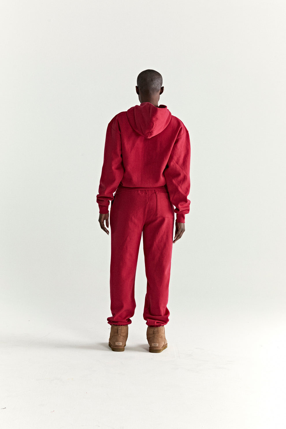 RED OG WEB V2 HOODIE ON MODEL