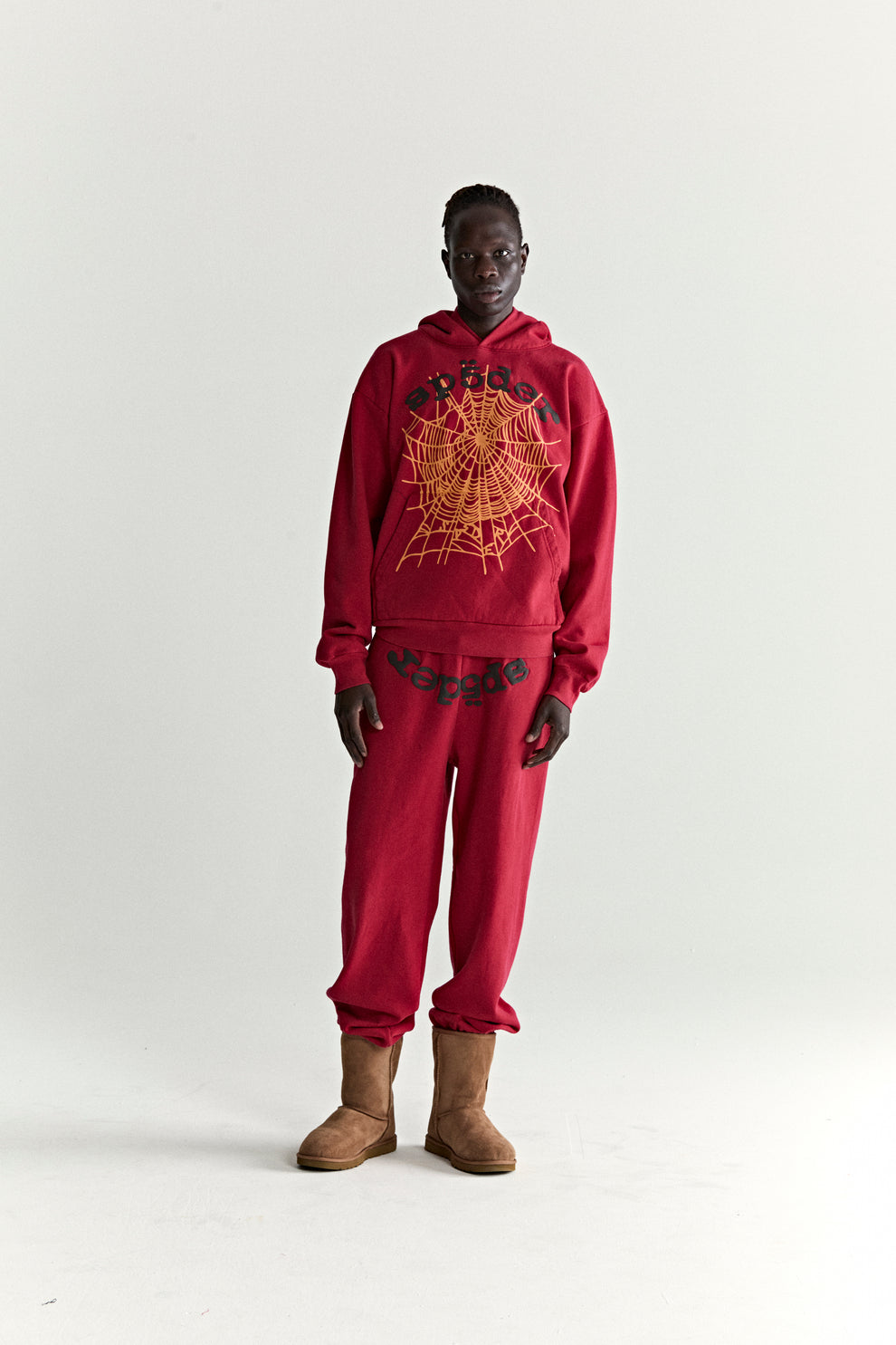 RED OG WEB V2 HOODIE ON MODEL