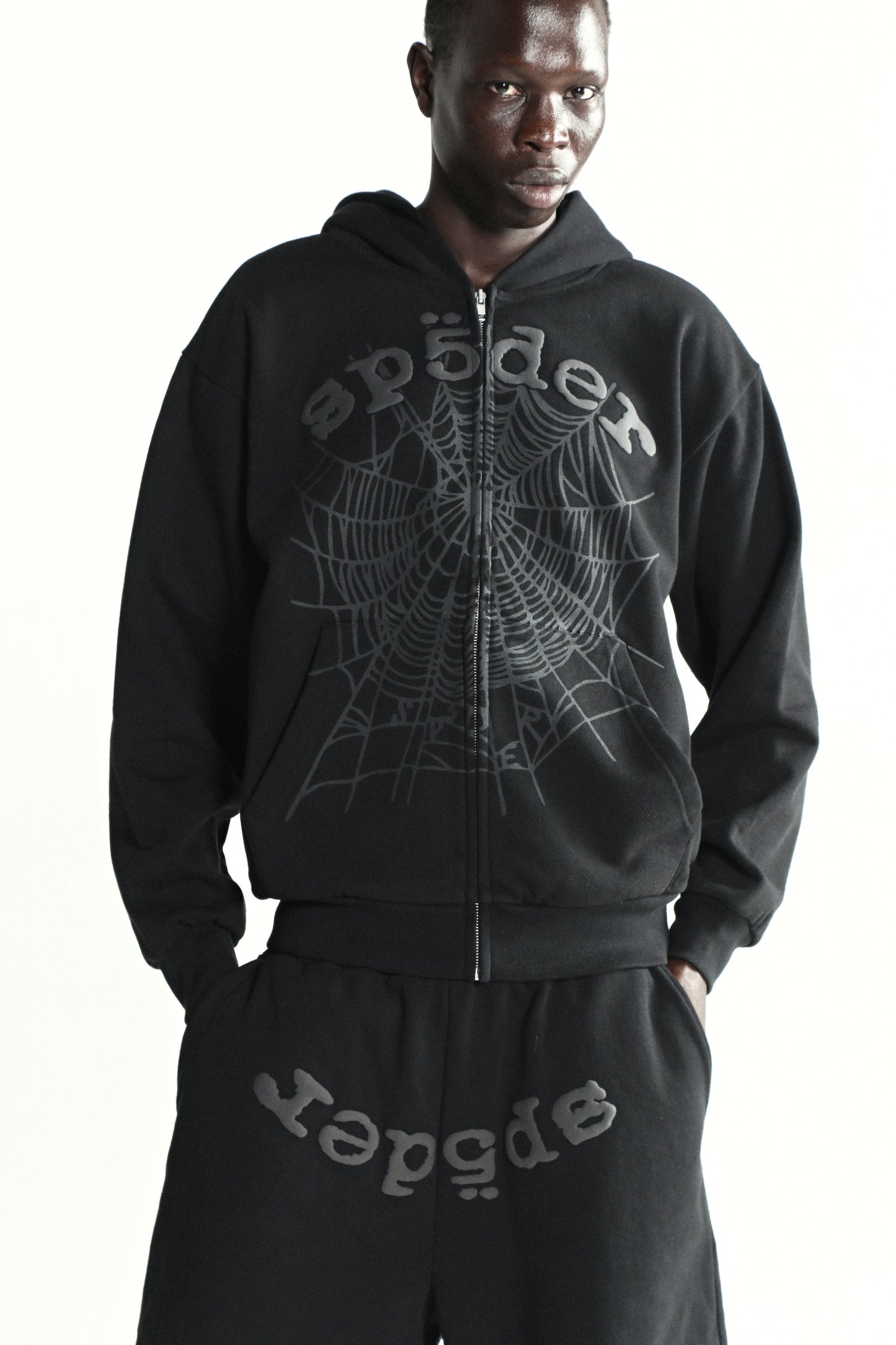 BLACK OG WEB V2 PHANTOM ZIP UP ON MODEL