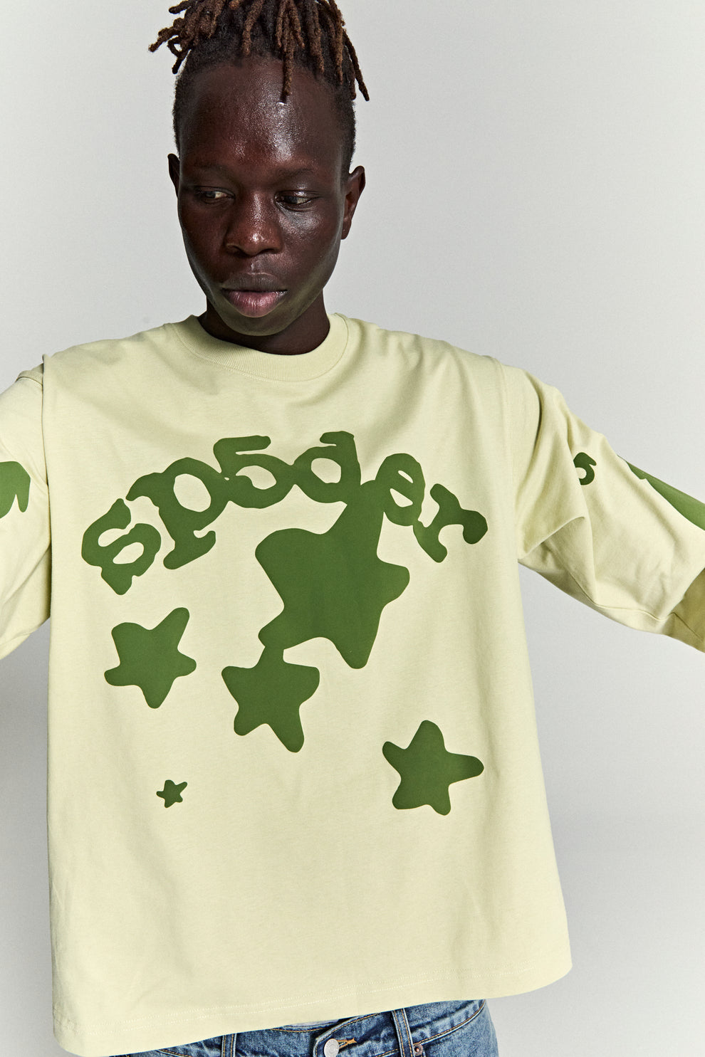 TAN BELUGA LONGSLEEVE ON MODEL
