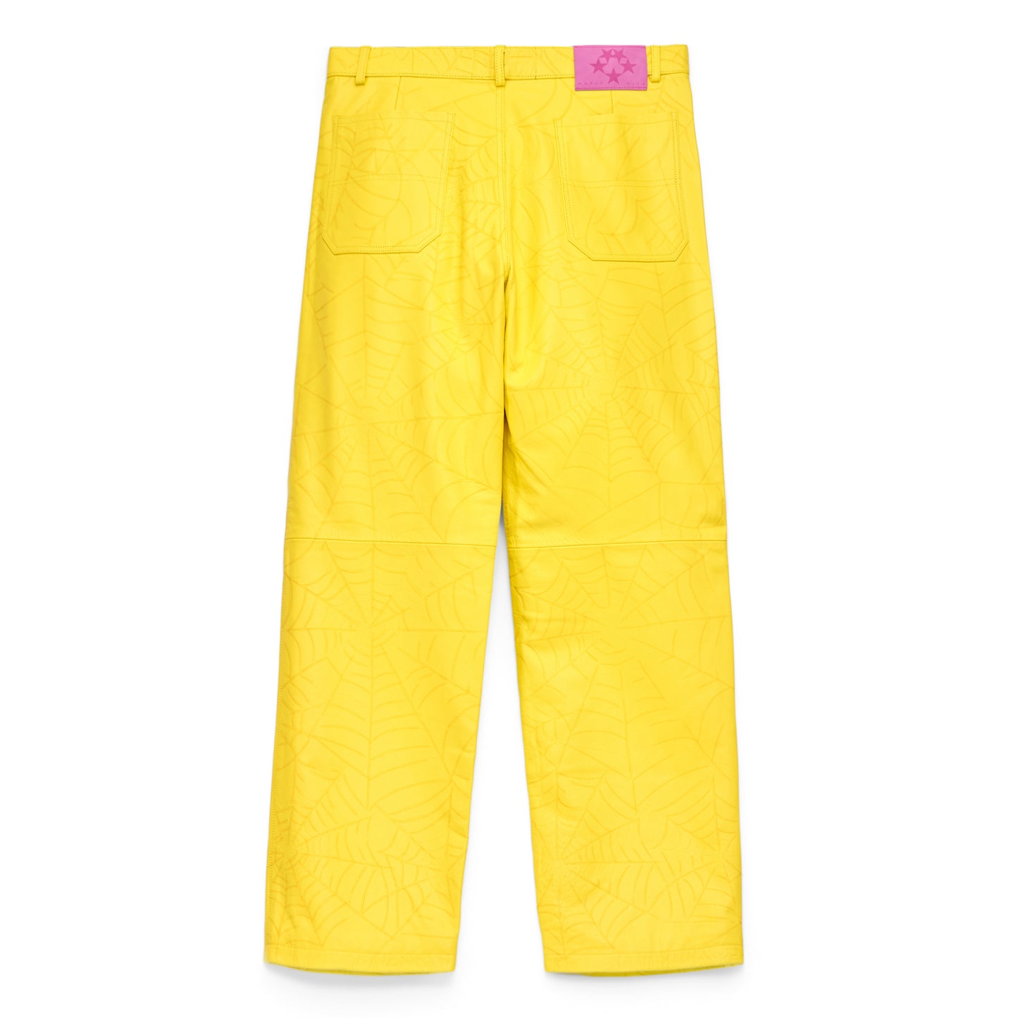 YELLOW DEBOSSED WEB LEATHER PANT