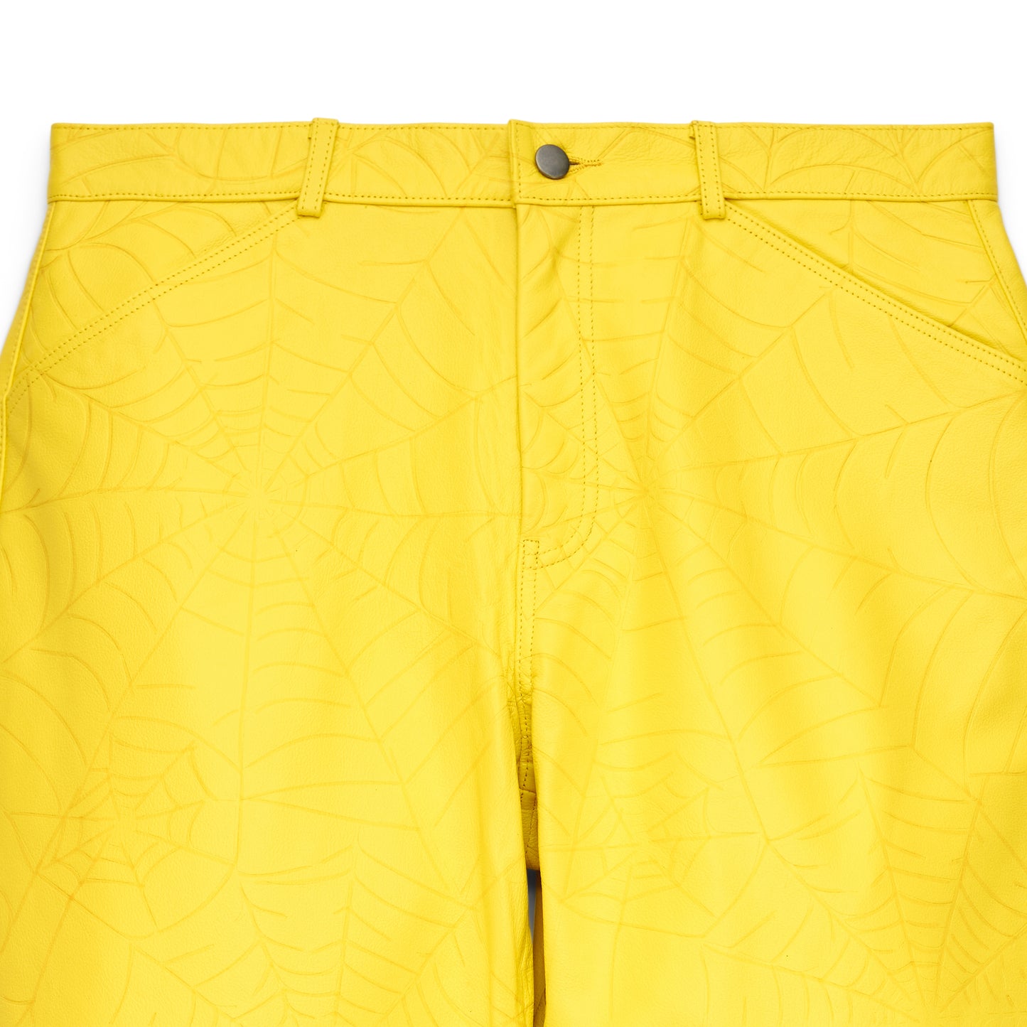 YELLOW DEBOSSED WEB LEATHER PANT