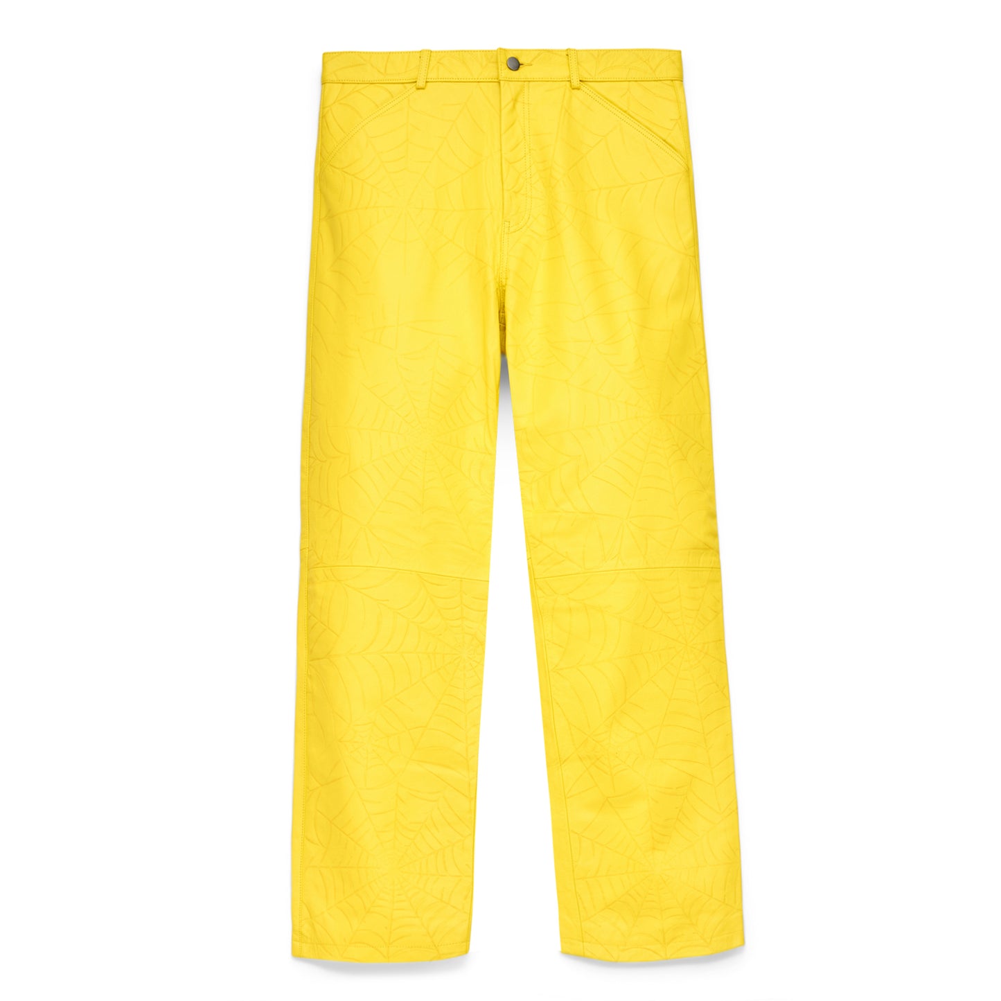 YELLOW DEBOSSED WEB LEATHER PANT