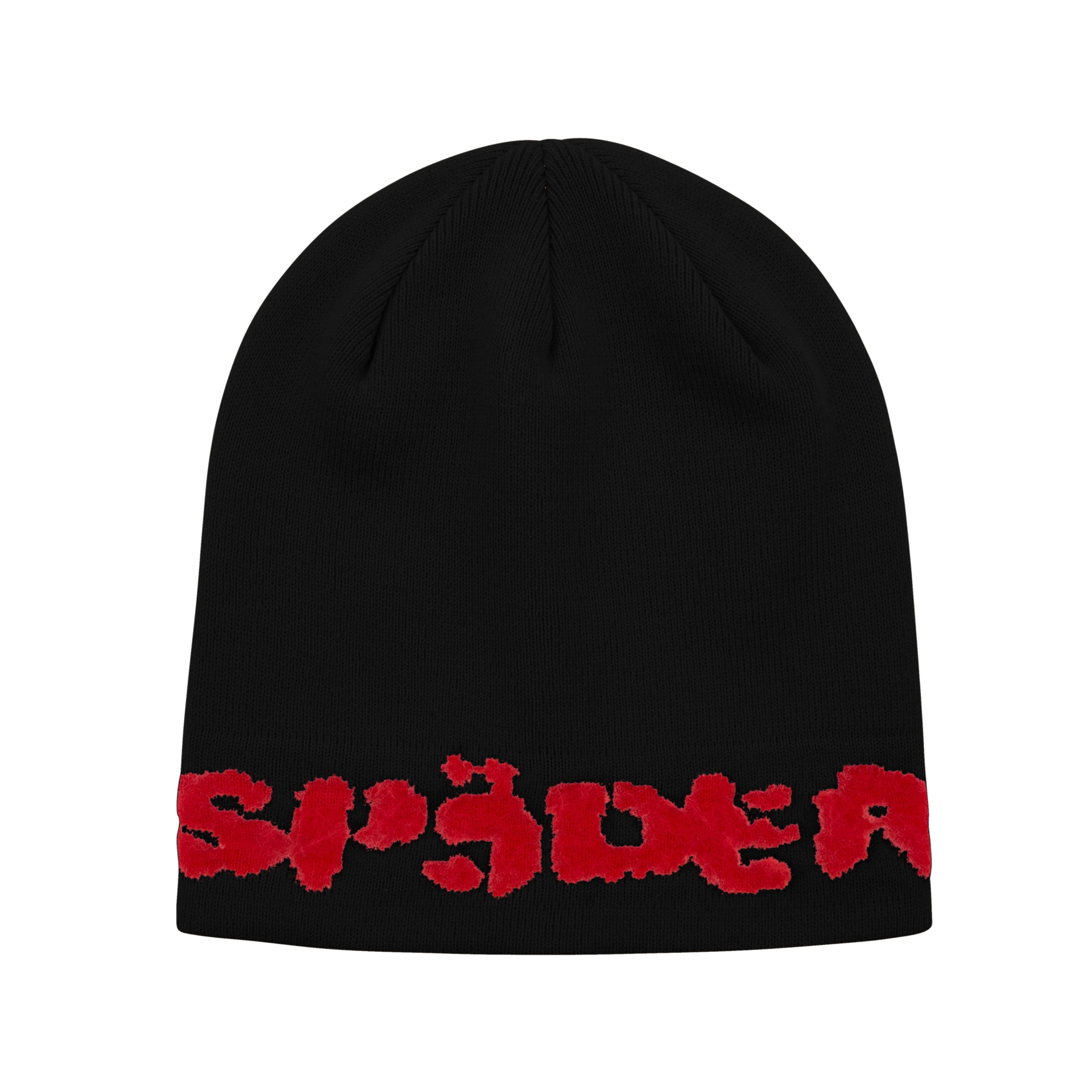 BLACK FUZZY LOGO MOHAIR BEANIE | KING SPIDER | SP5DER