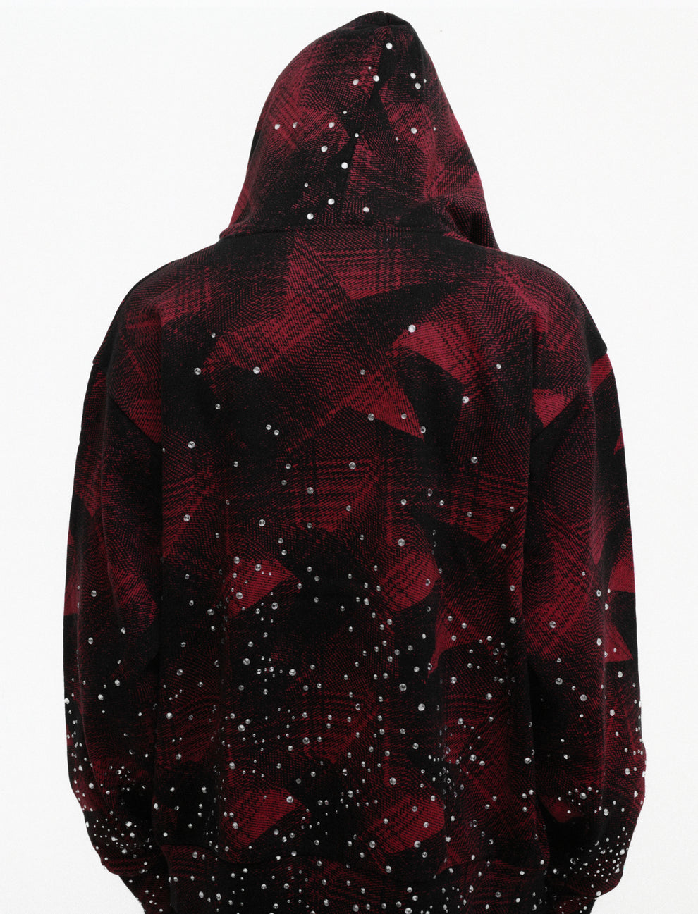 BLACK STAR PLAID FULL ZIP HOODIE ON MODEL