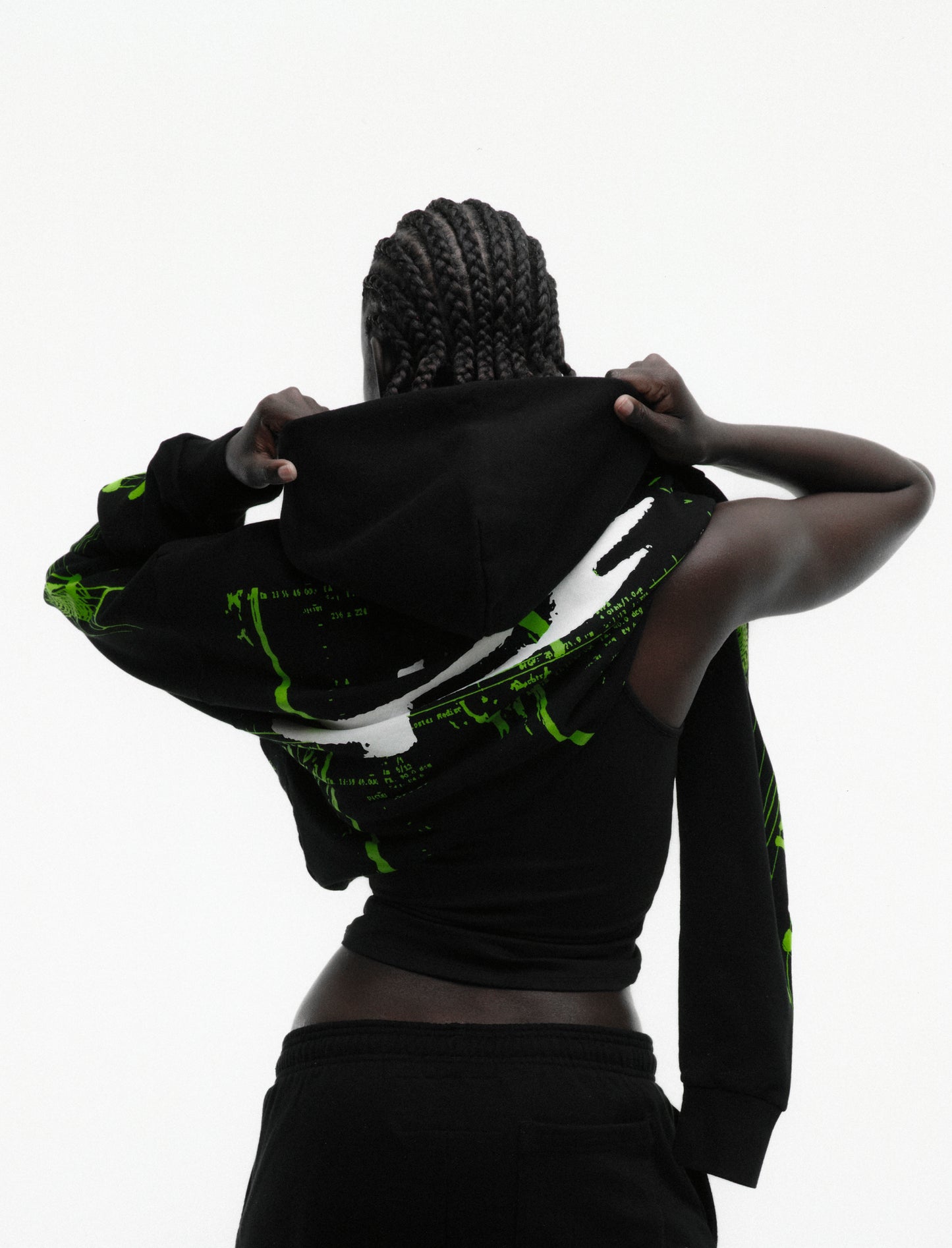 BLACK X-RAY HOODIE ON MODEL