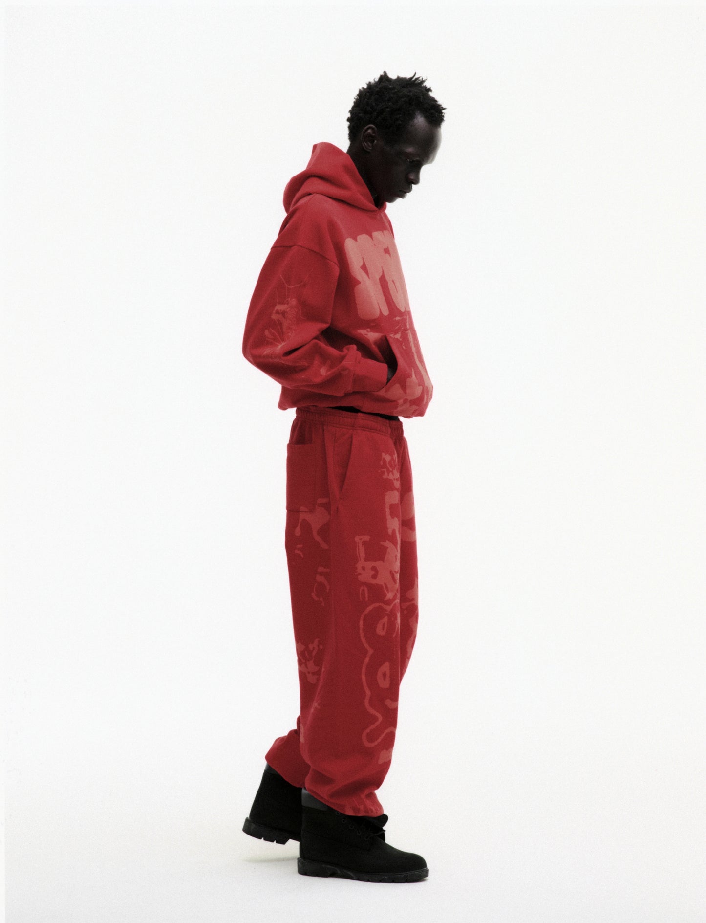RED X-RAY HOODIE ON MODEL
