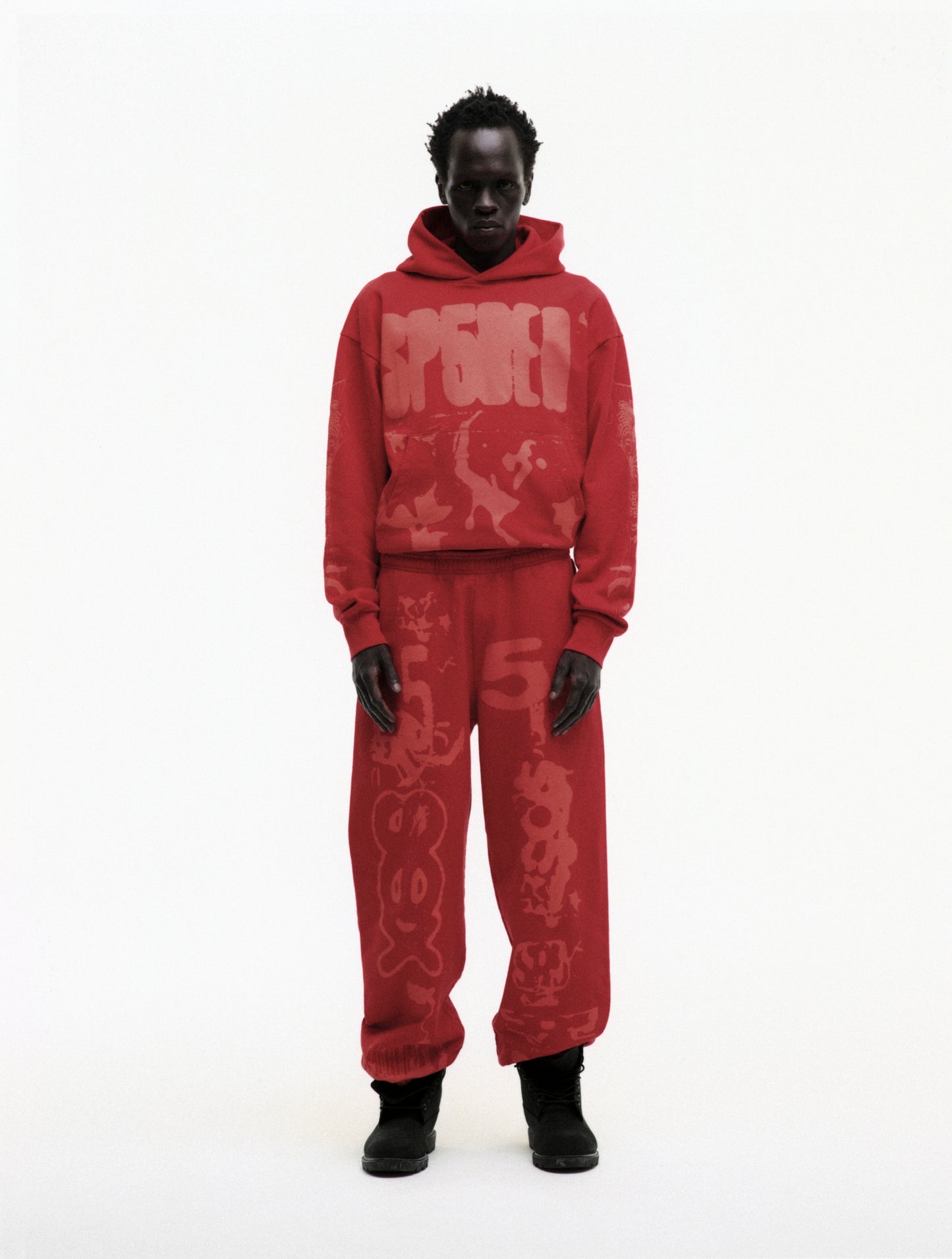 RED X-RAY HOODIE ON MODEL