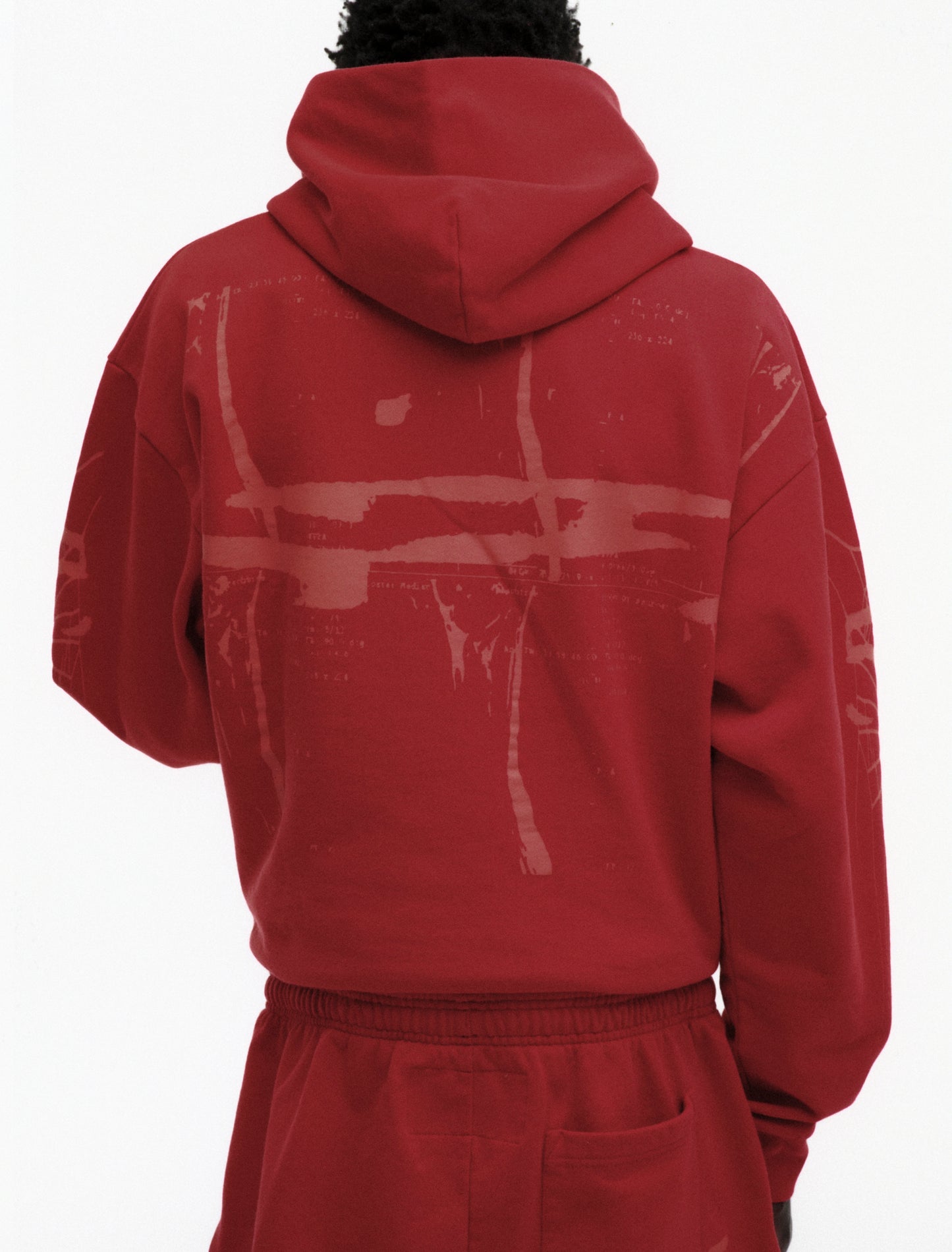 RED X-RAY HOODIE ON MODEL