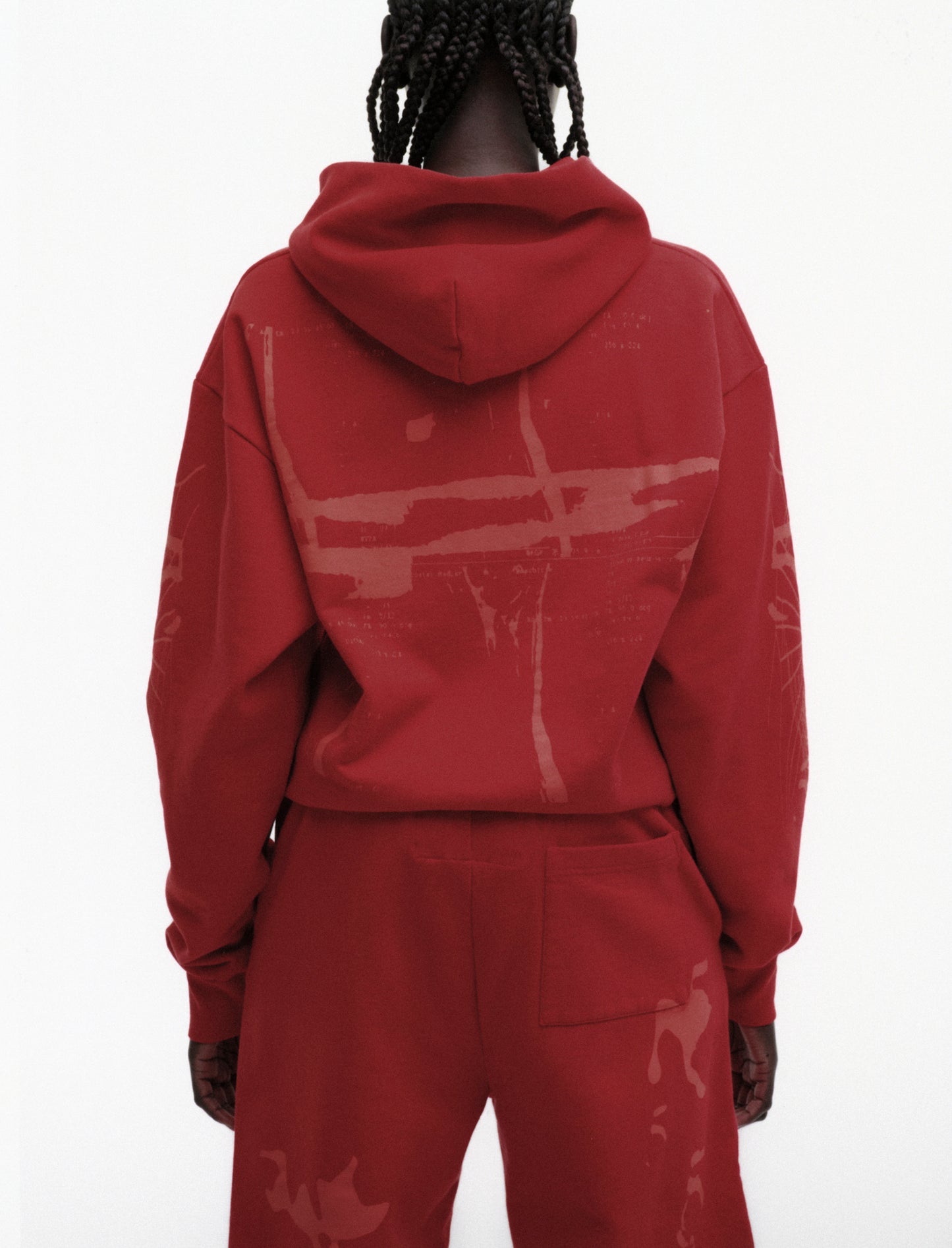 RED X-RAY HOODIE ON MODEL