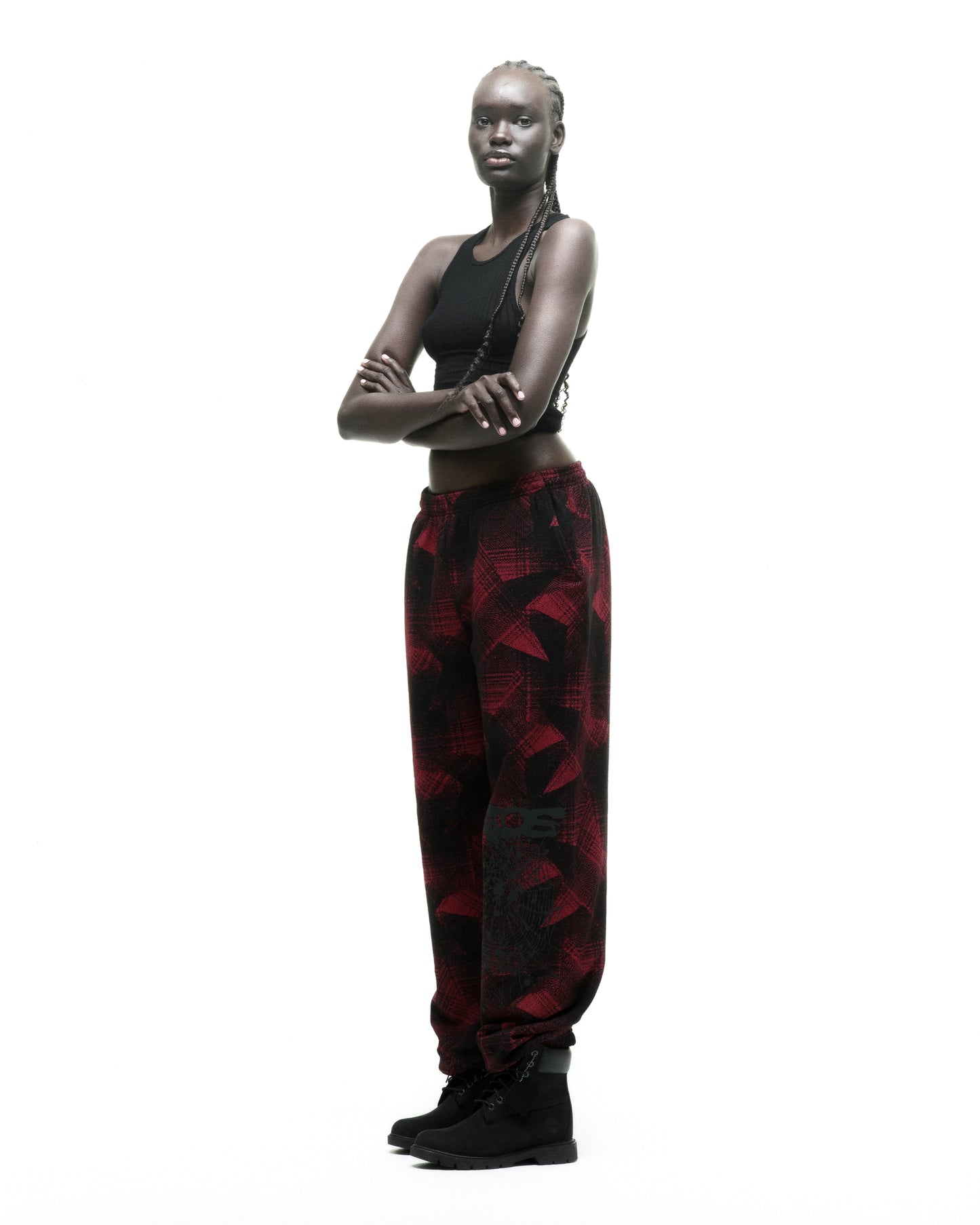 PLAID SPLATT SWEATPANT ON MODEL