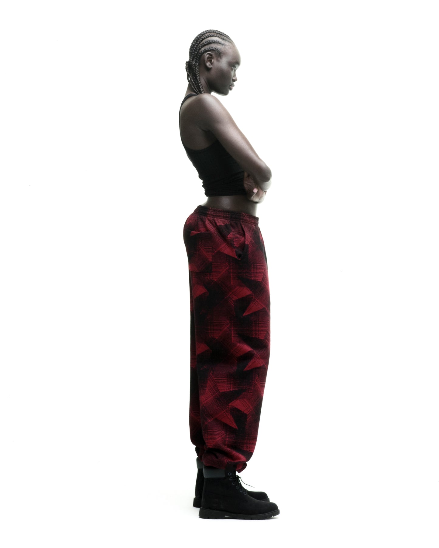 PLAID SPLATT SWEATPANT ON MODEL