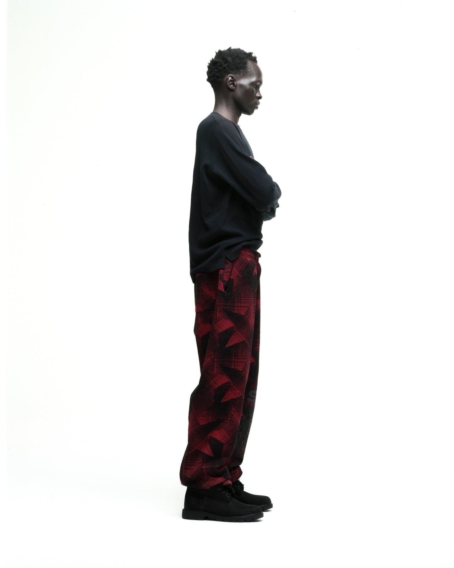PLAID SPLATT SWEATPANT ON MODEL