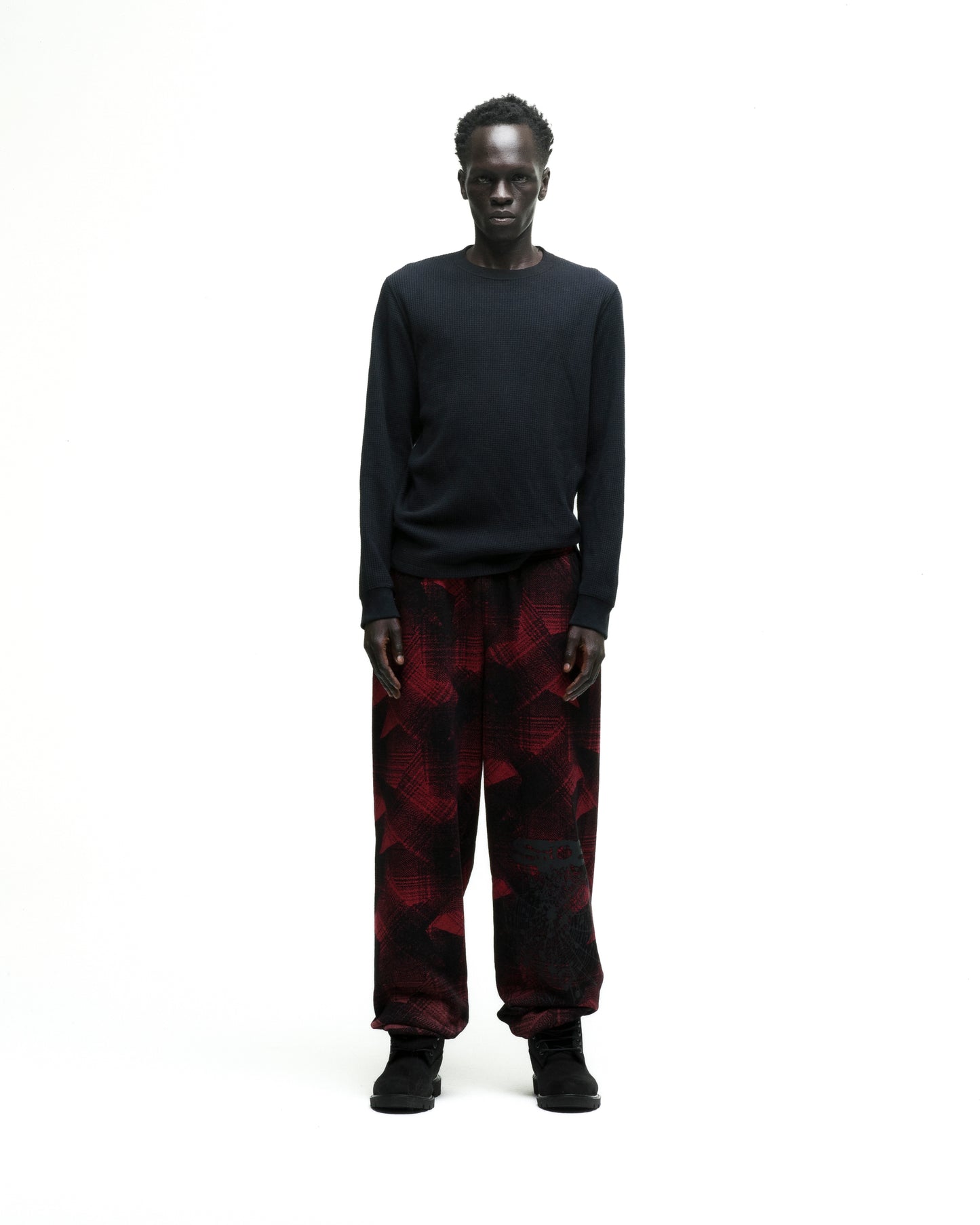 PLAID SPLATT SWEATPANT ON MODEL