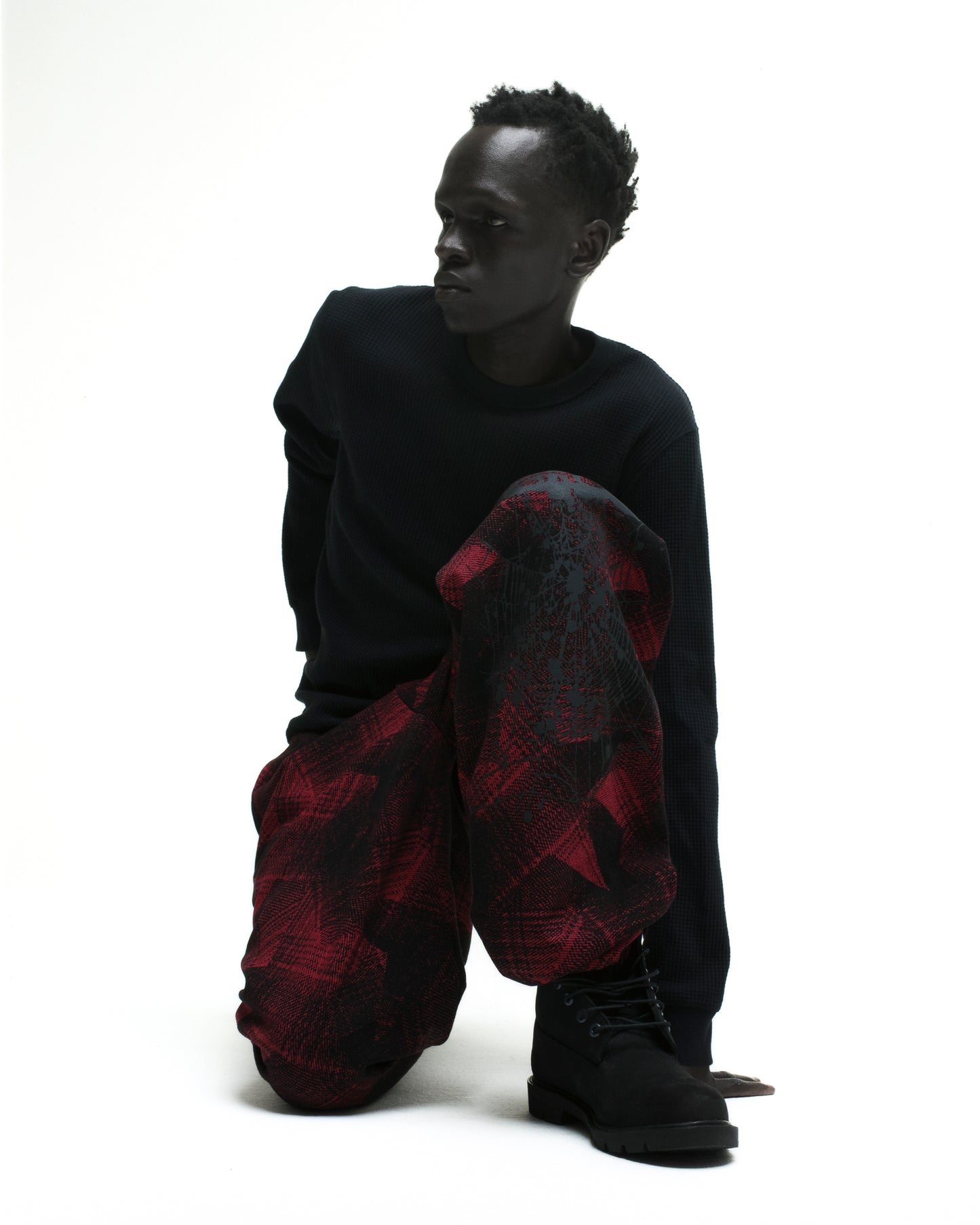 PLAID SPLATT SWEATPANT ON MODEL