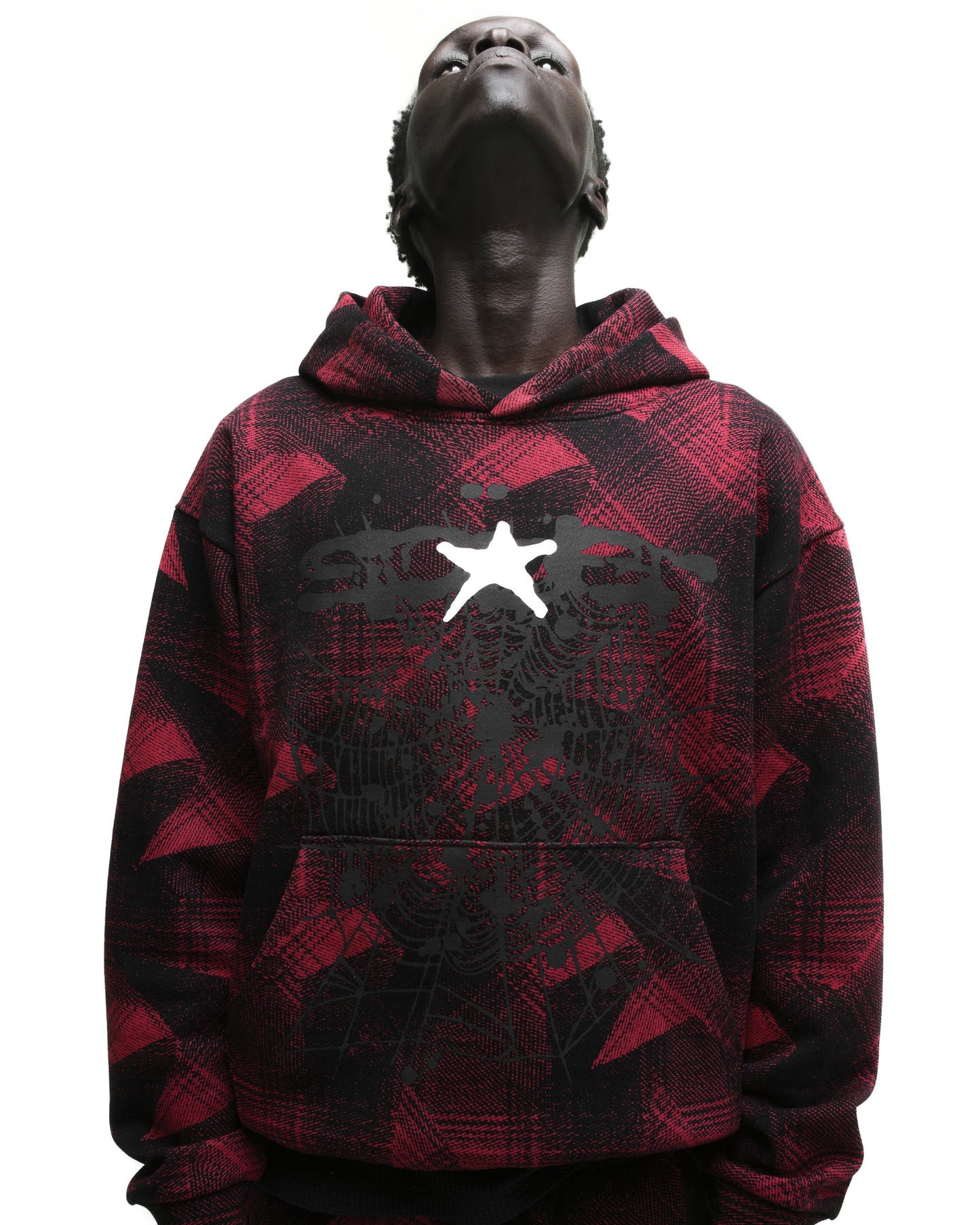PLAID SPLATT HOODIE ON MODEL