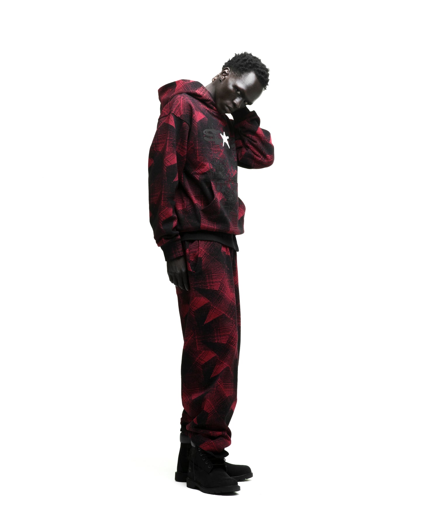 PLAID SPLATT HOODIE ON MODEL