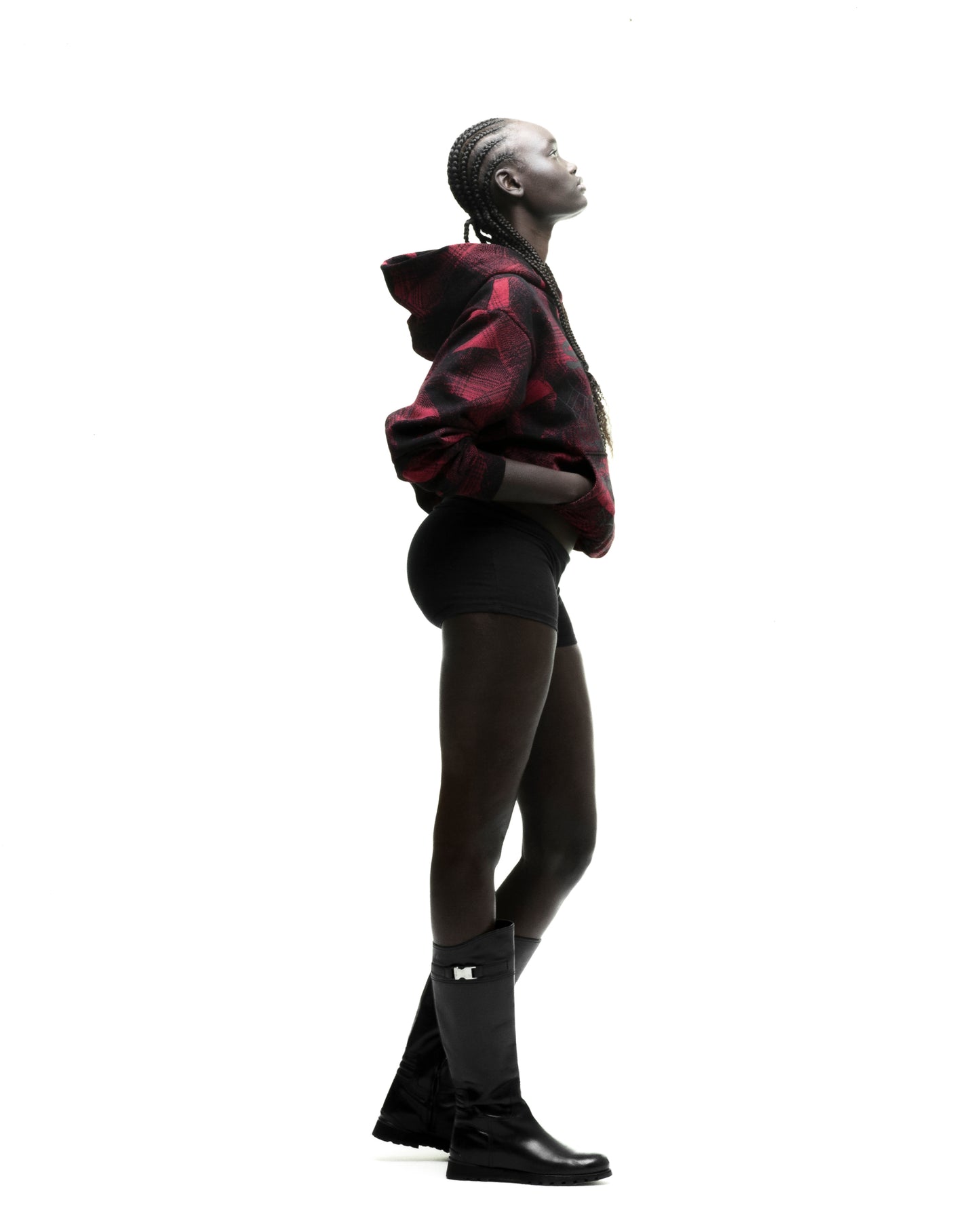 PLAID SPLATT HOODIE ON MODEL