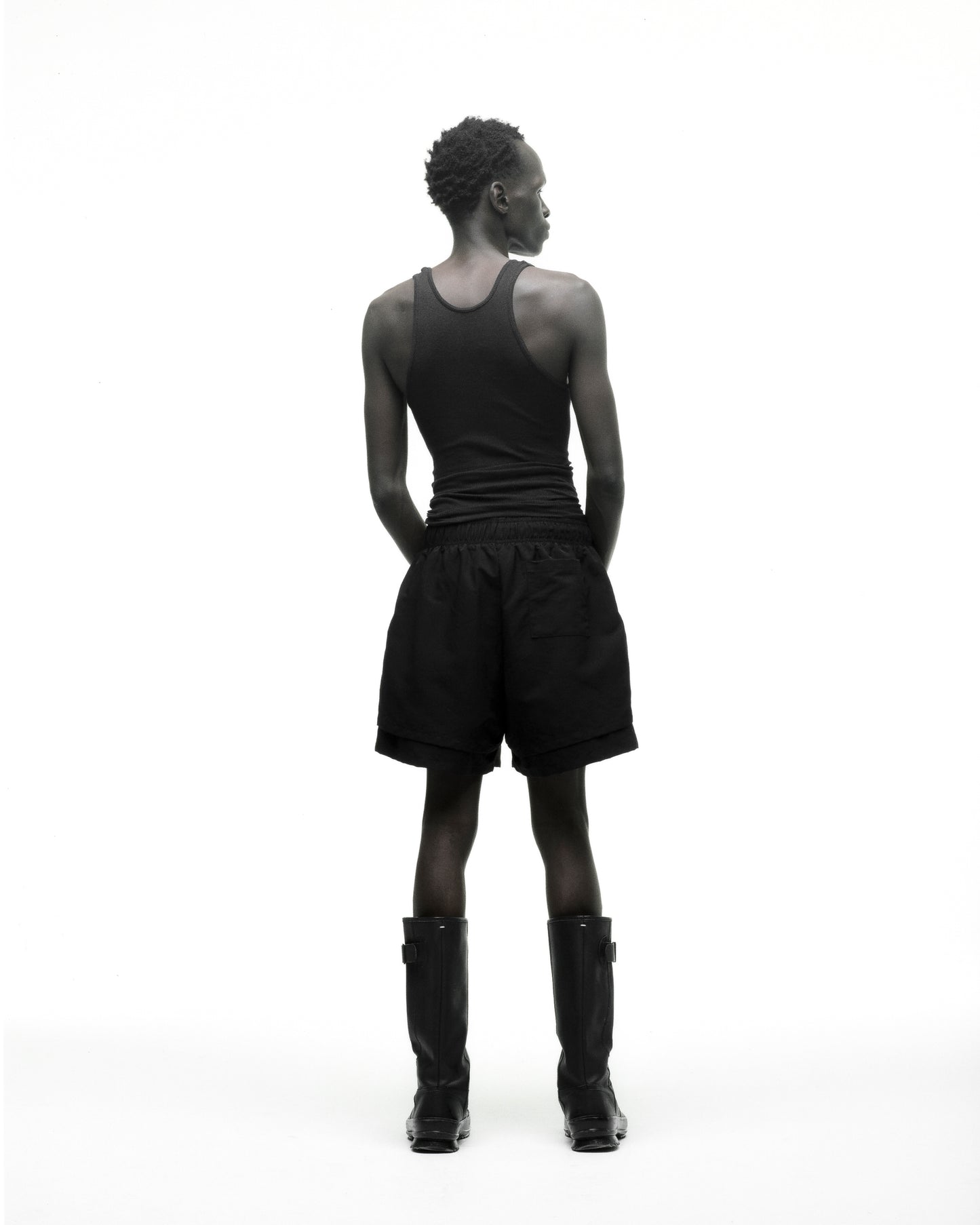 BLACK VAA DOUBLE LAYER SHORT ON MODEL