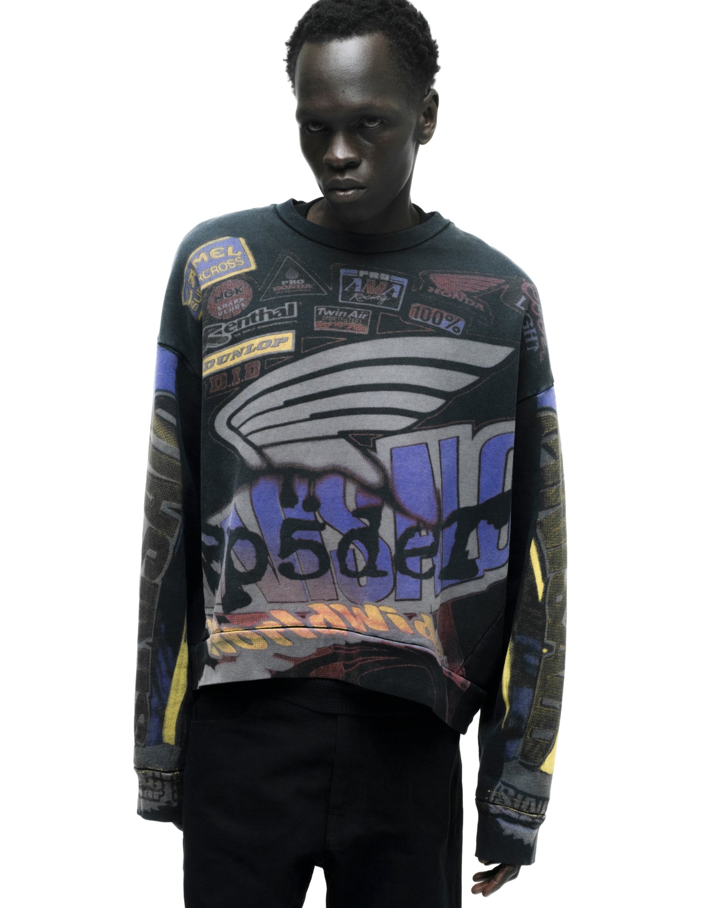 TROMPE-L’ŒIL CREWNECK ON MODEL