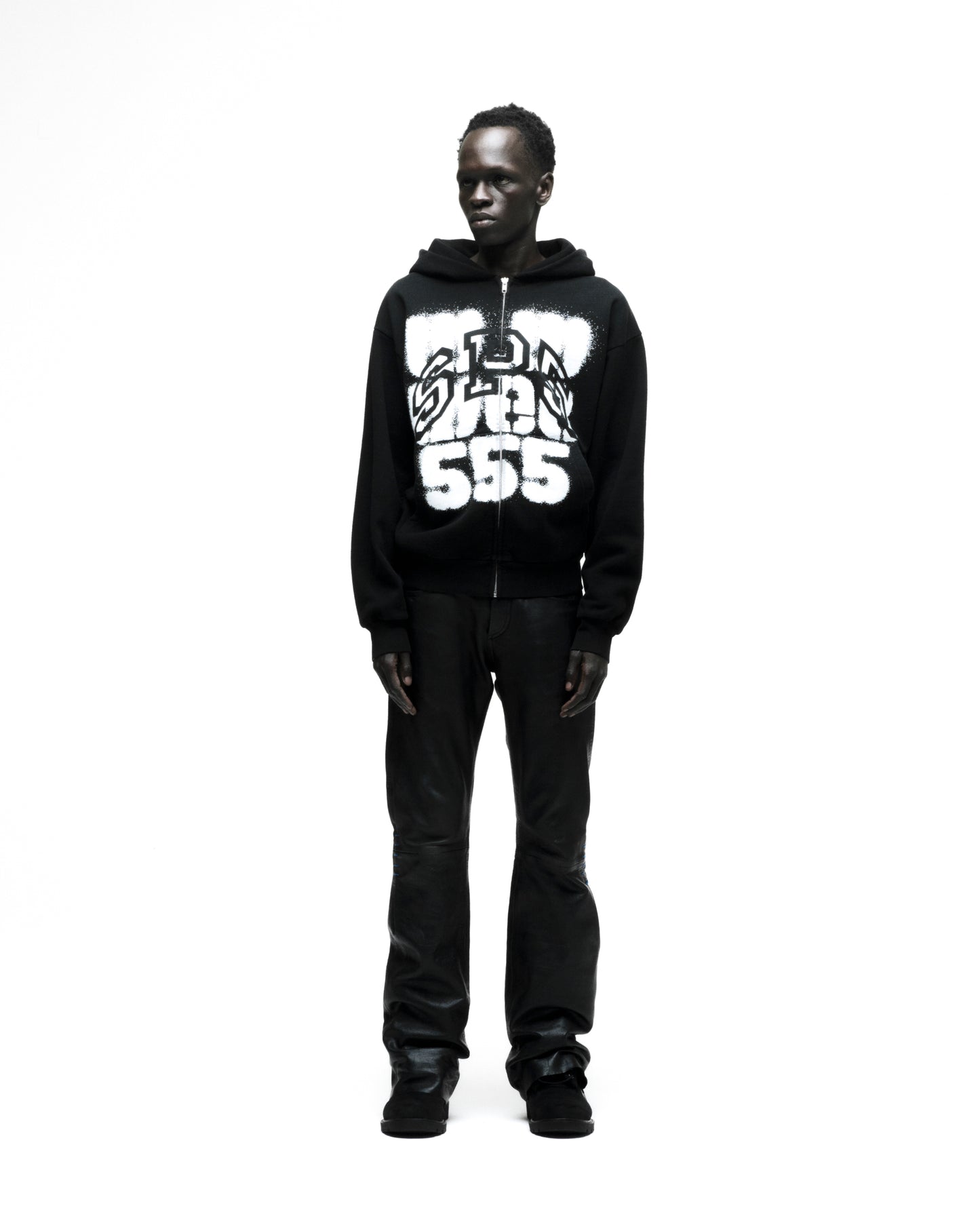 SP555 ZIP HOODIE ON MODEL