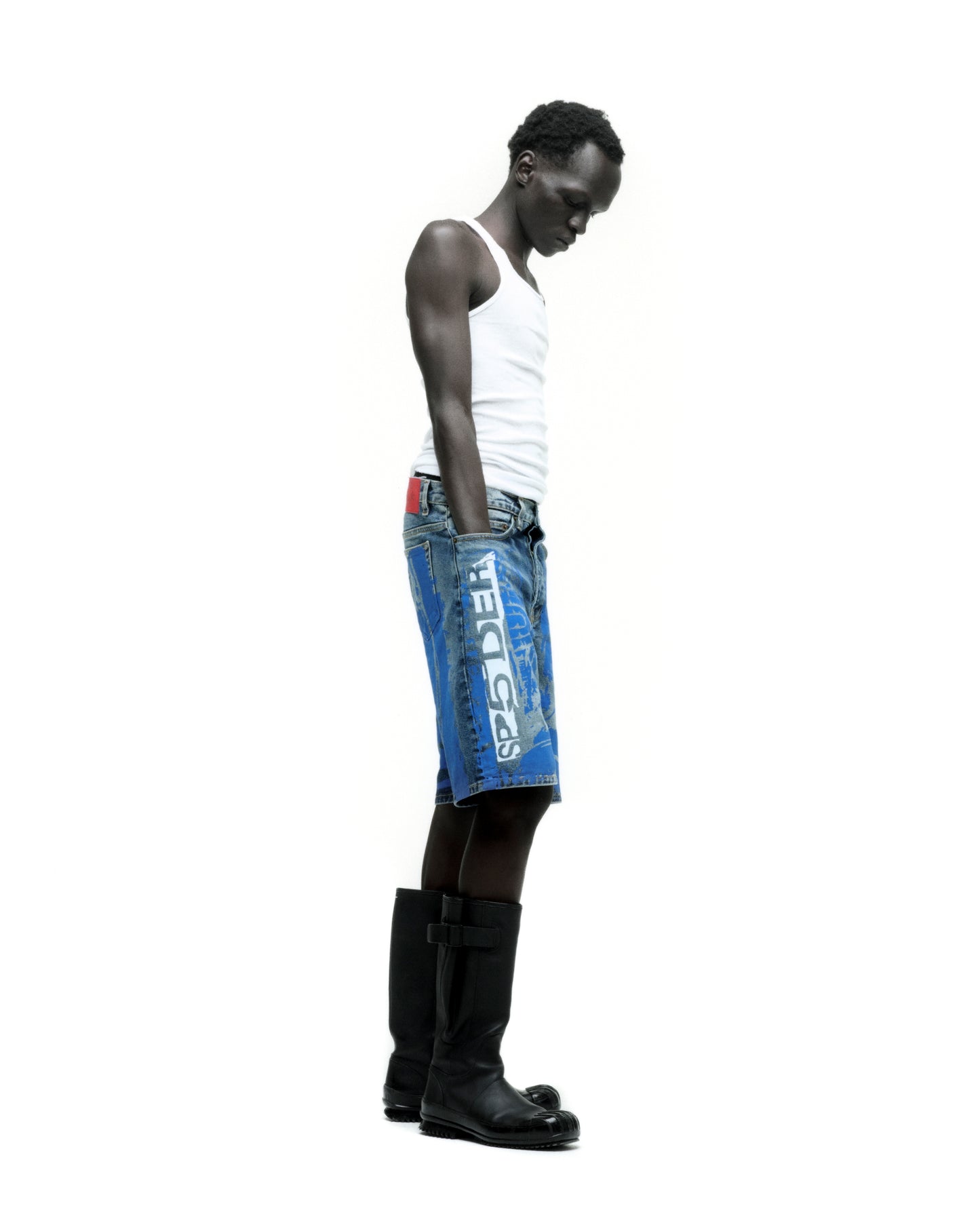 MOTO GT DENIM SHORT ON MODEL